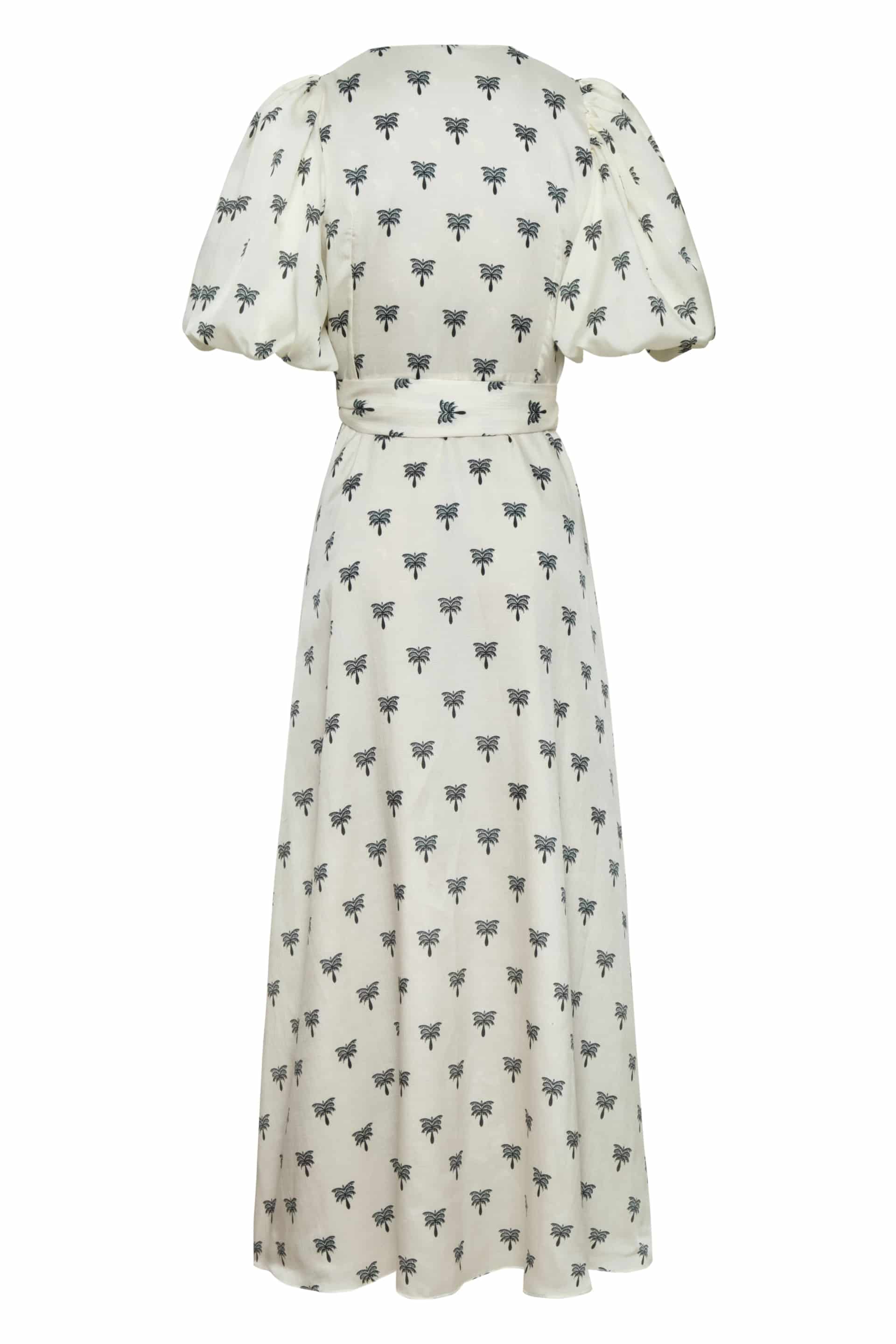 Ermita Martellato Silk Midi Dress / Ivory - Black Polka Palms - miniatura 4