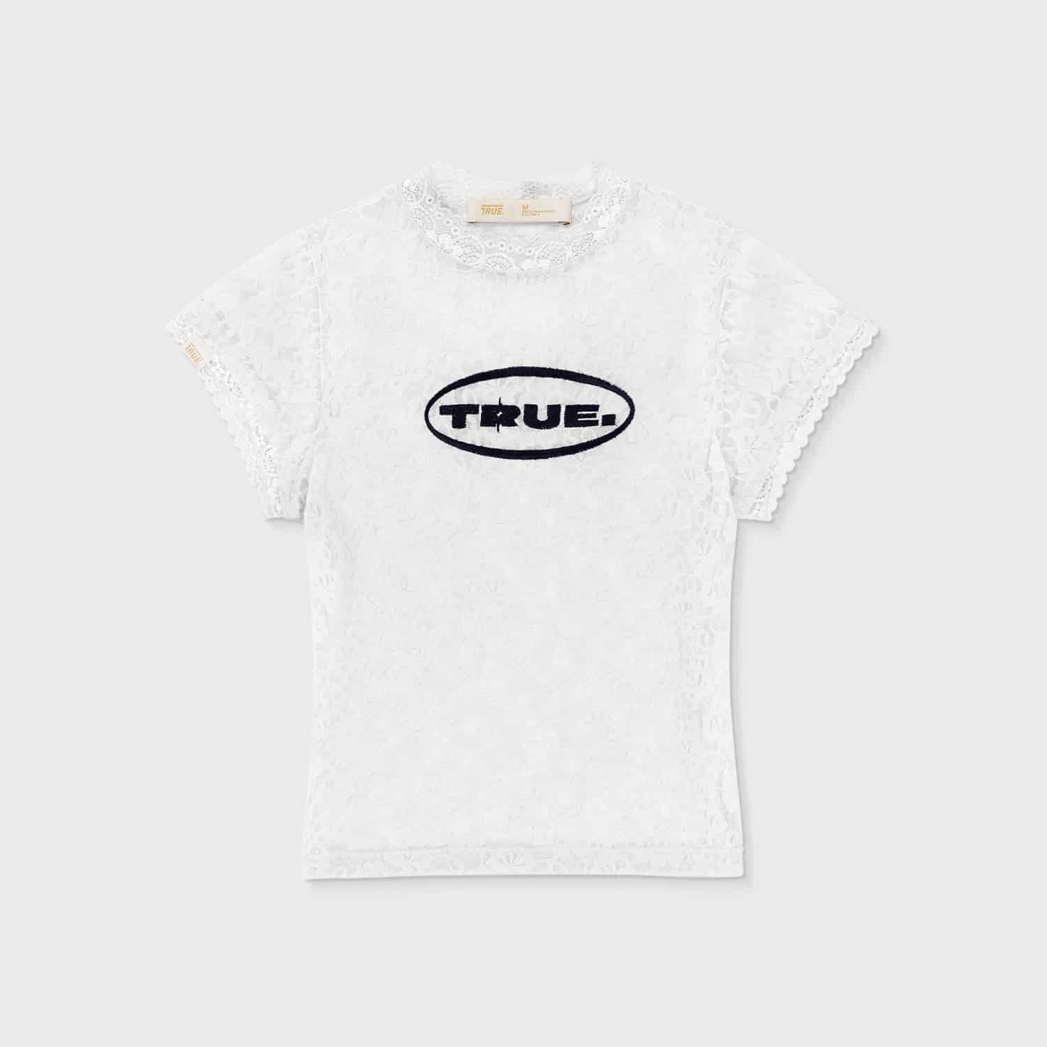 Floral Lace Baby Tee - Cream - miniatura 1