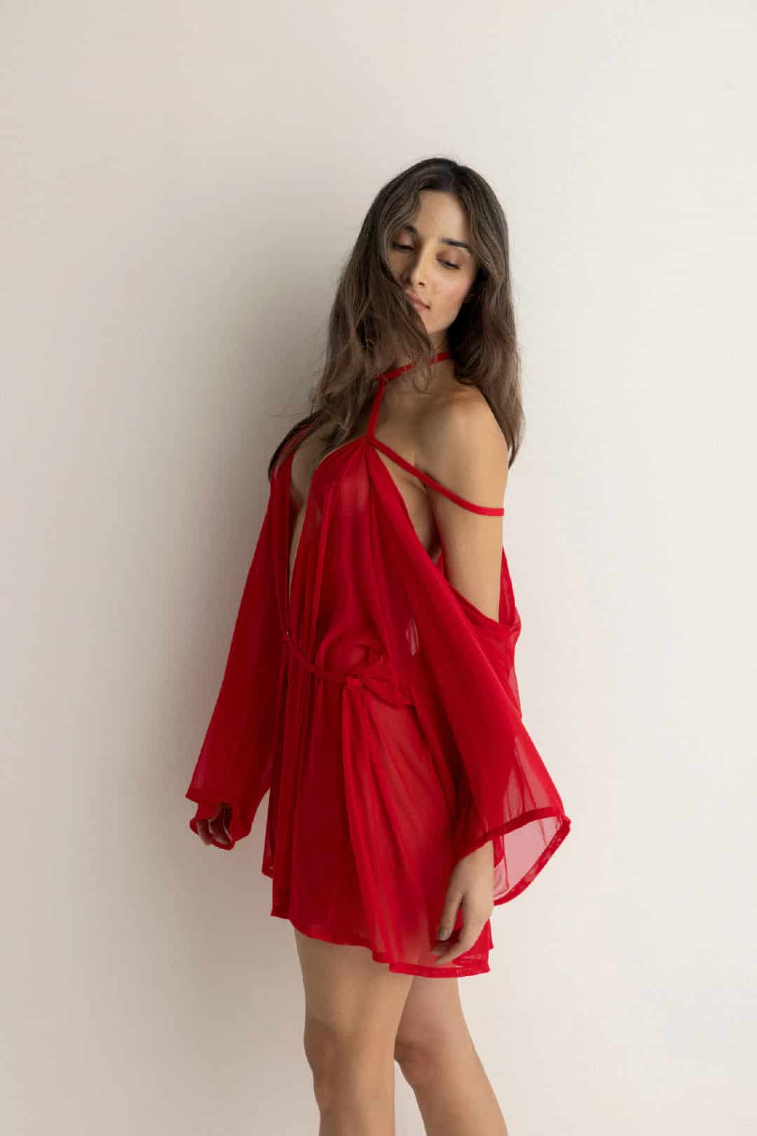 KIMONO VOILE ROJO CEREZA - miniatura 6