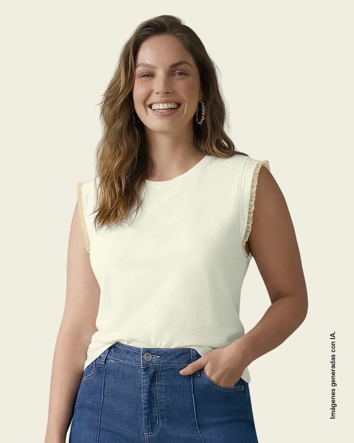 Camiseta con detalle tejido en mangas - miniatura 1