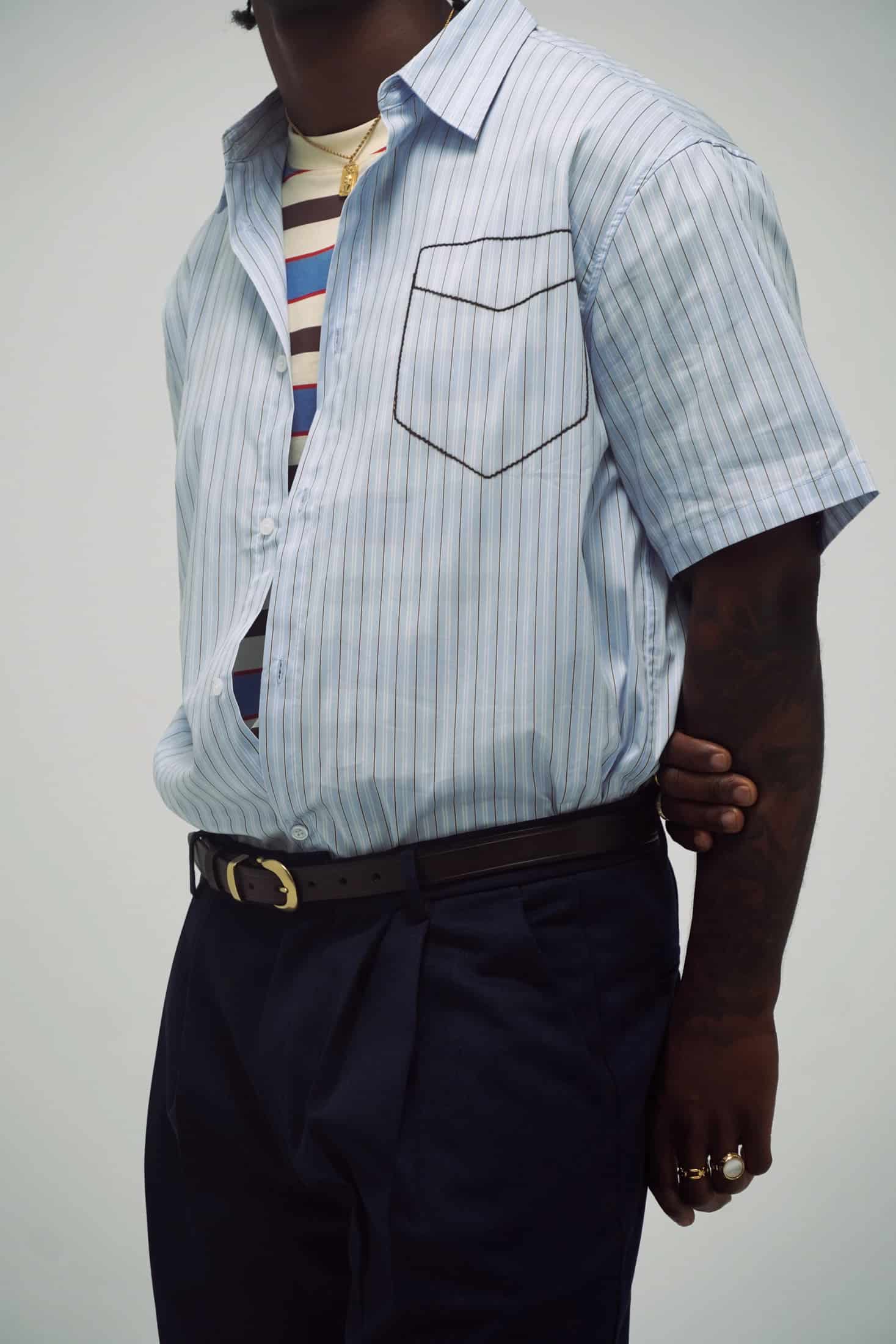 Camisa Bolsillo Bordado Azul - miniatura 6
