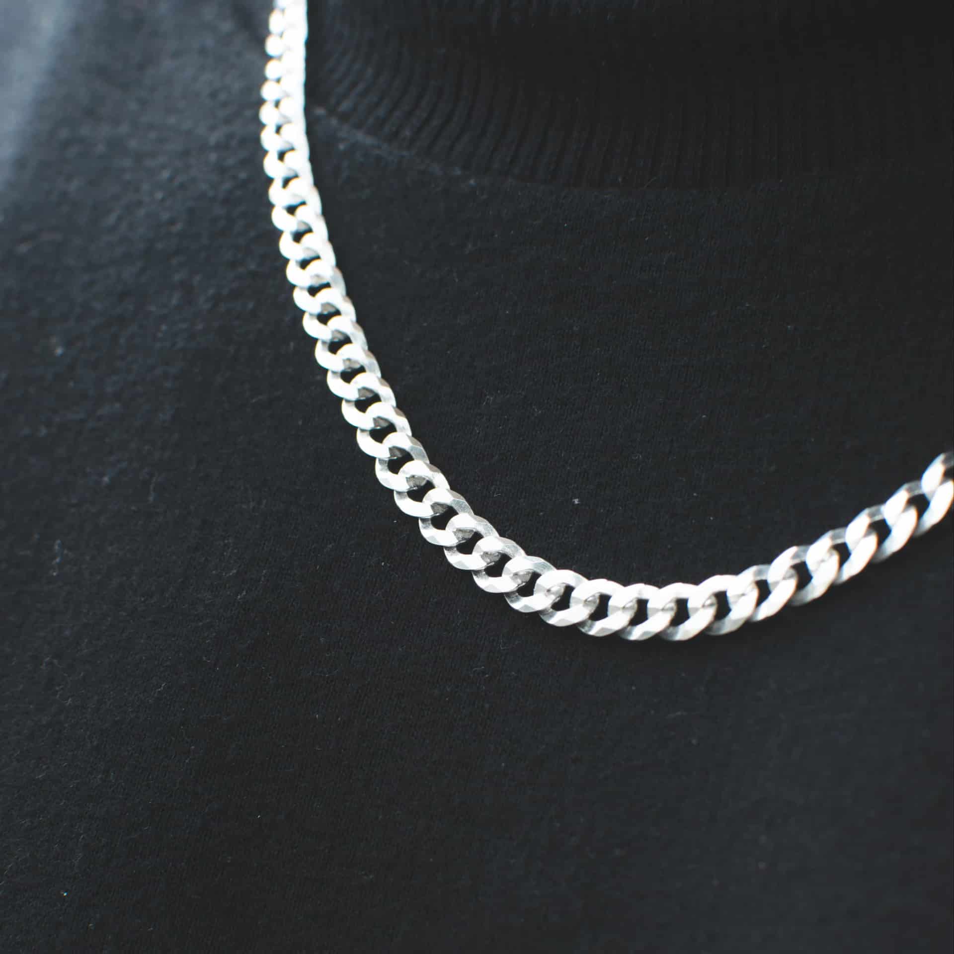 Cadena Cubana 60cm x 4mm Plata Ley 925 - miniatura 3