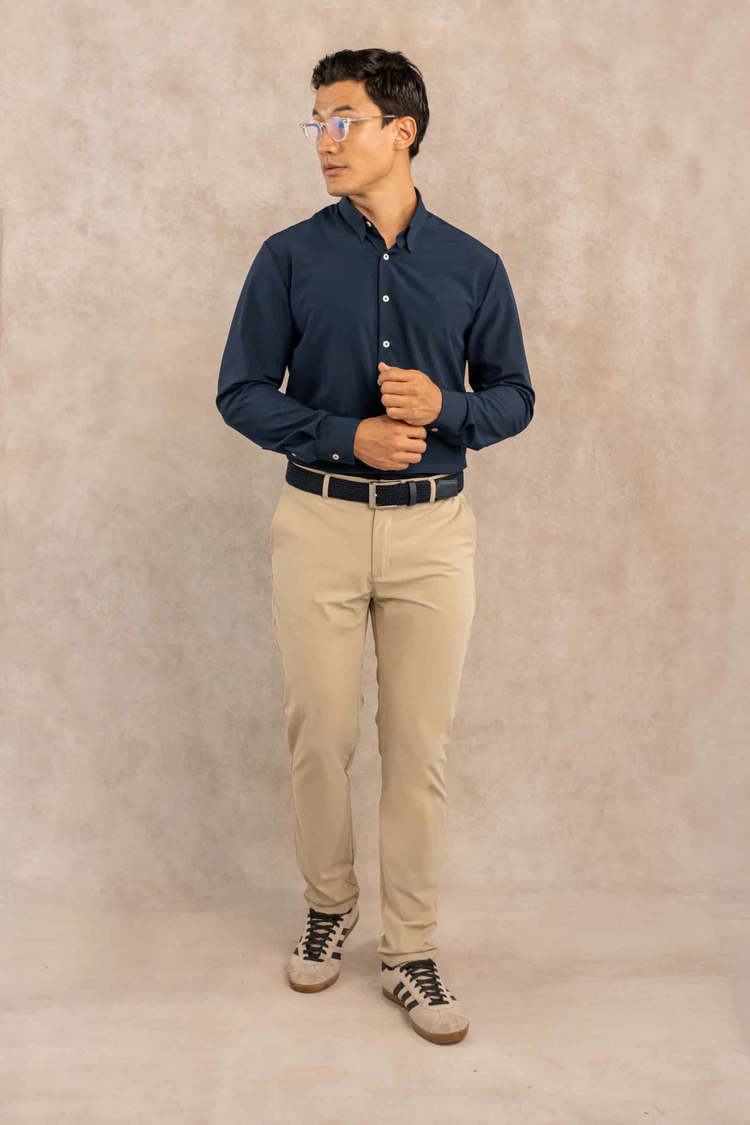 Camisa Performance Antiarrugas Azul Oscuro - miniatura 4
