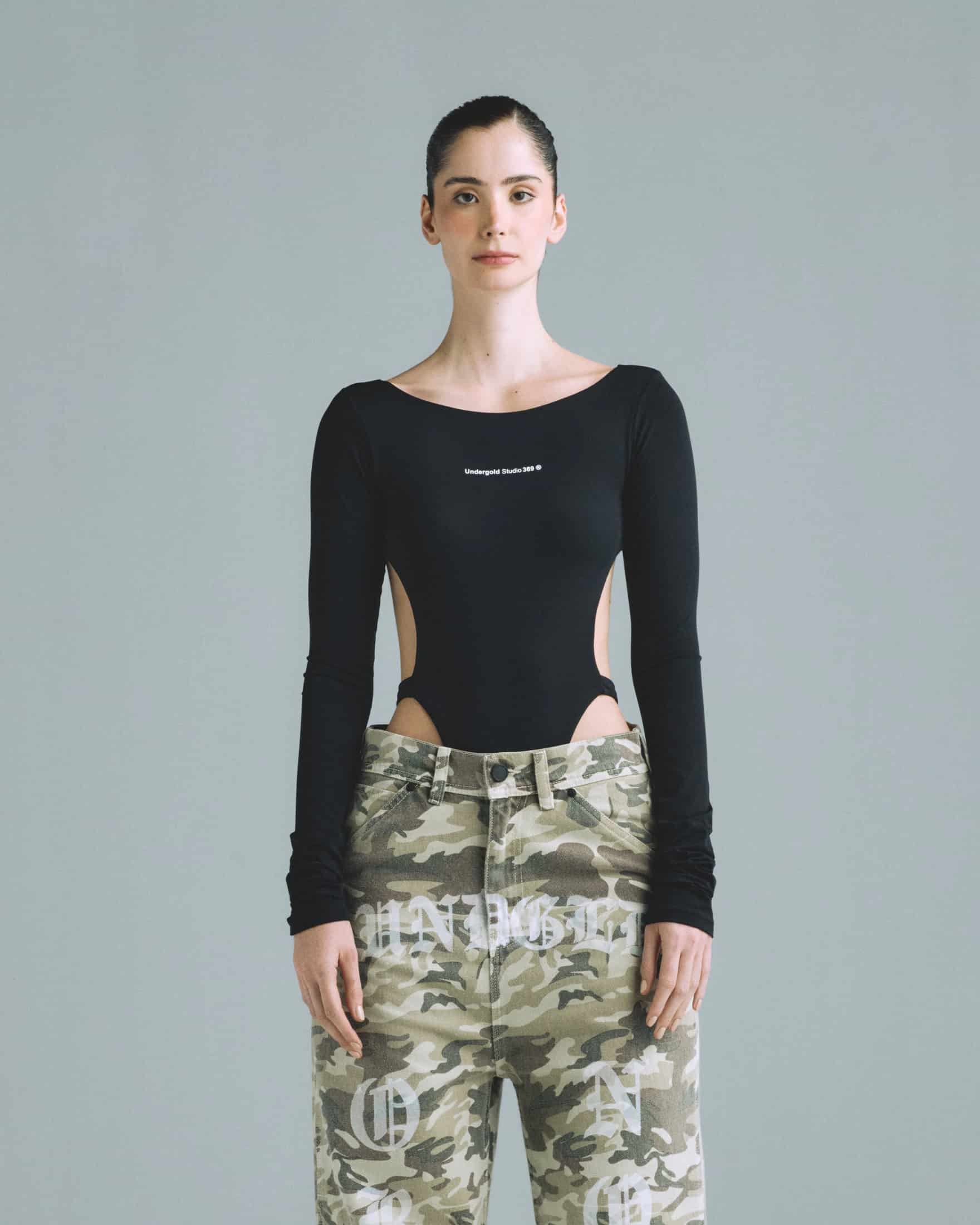 Basics Undergold Studio Backless Long Sleeve Body Black - miniatura 2