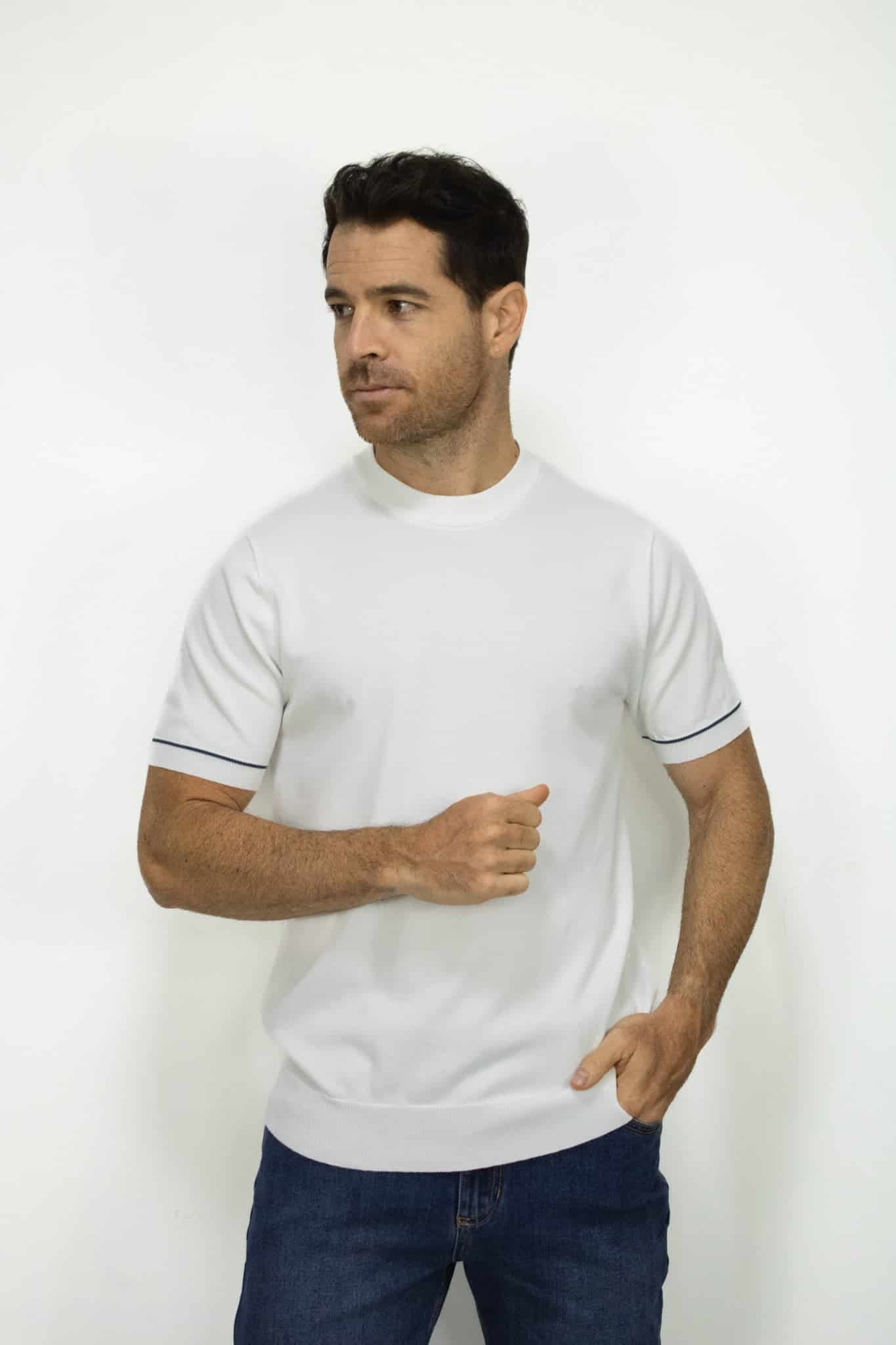 CAMISETA TEJIDA BLANCA PARA HOMBRE - miniatura 1