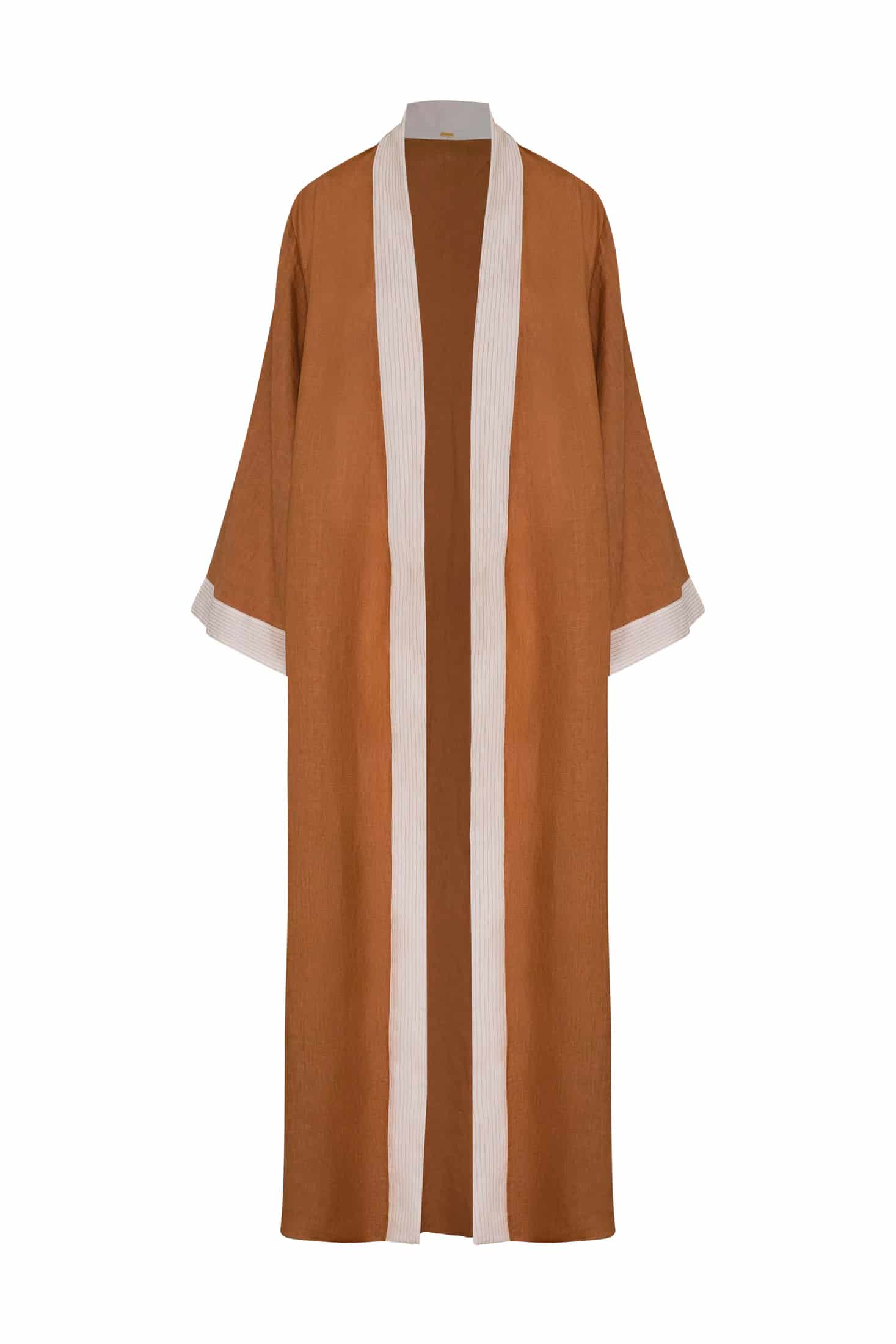 Rafaela Linen Kaftan / Brown & Ivory - miniatura 3