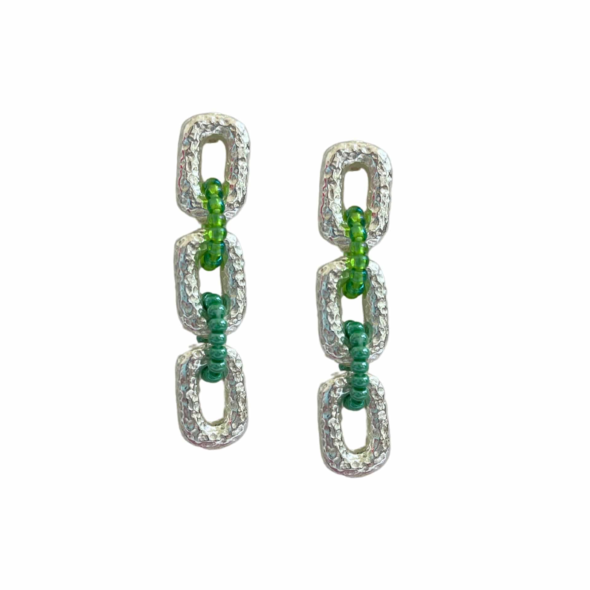 Connected Mini Link Beaded Earrings - miniatura 6