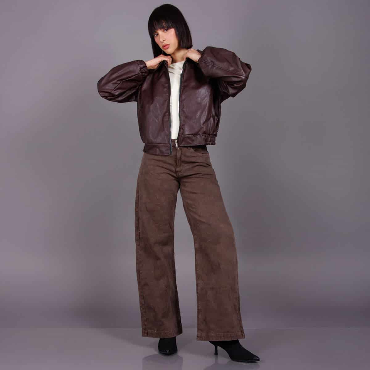 Jean Wide Leg Cafe Ax-3103 Rigido - miniatura 1