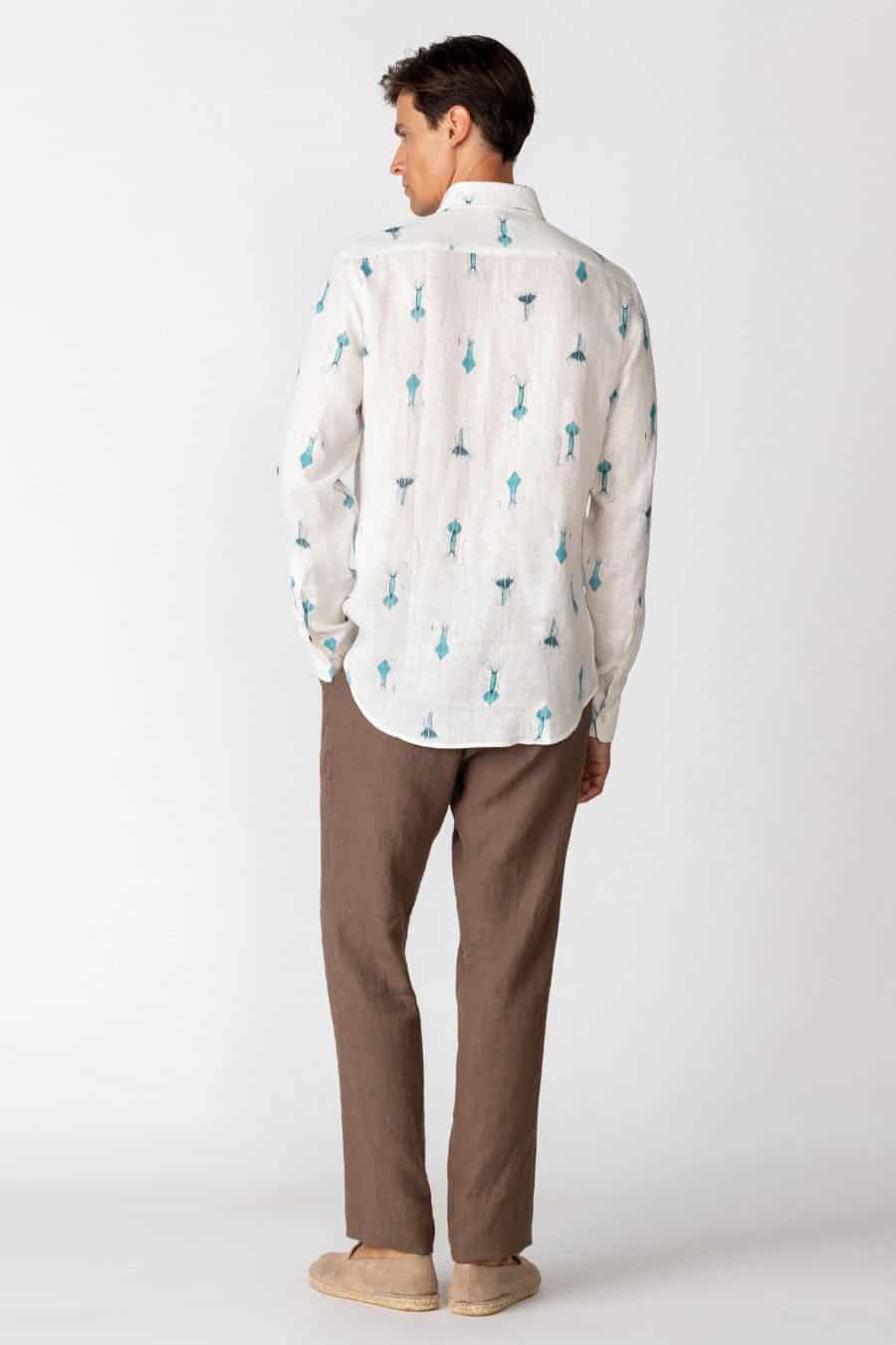 Men's linen shirt white verne - miniatura 3