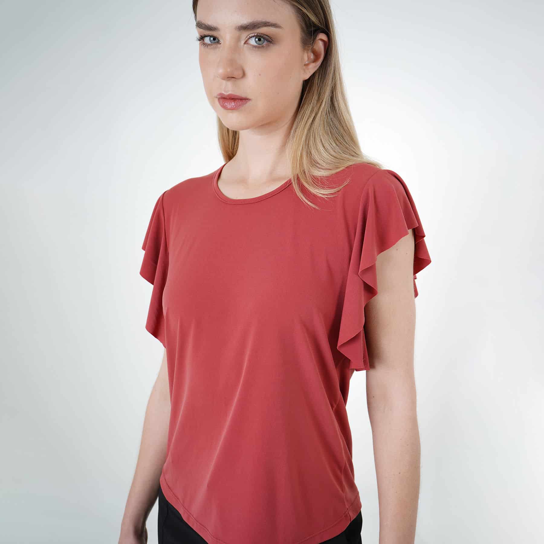 Camiseta top manga bolero corta lazo ajustable espalda cuello - miniatura 1
