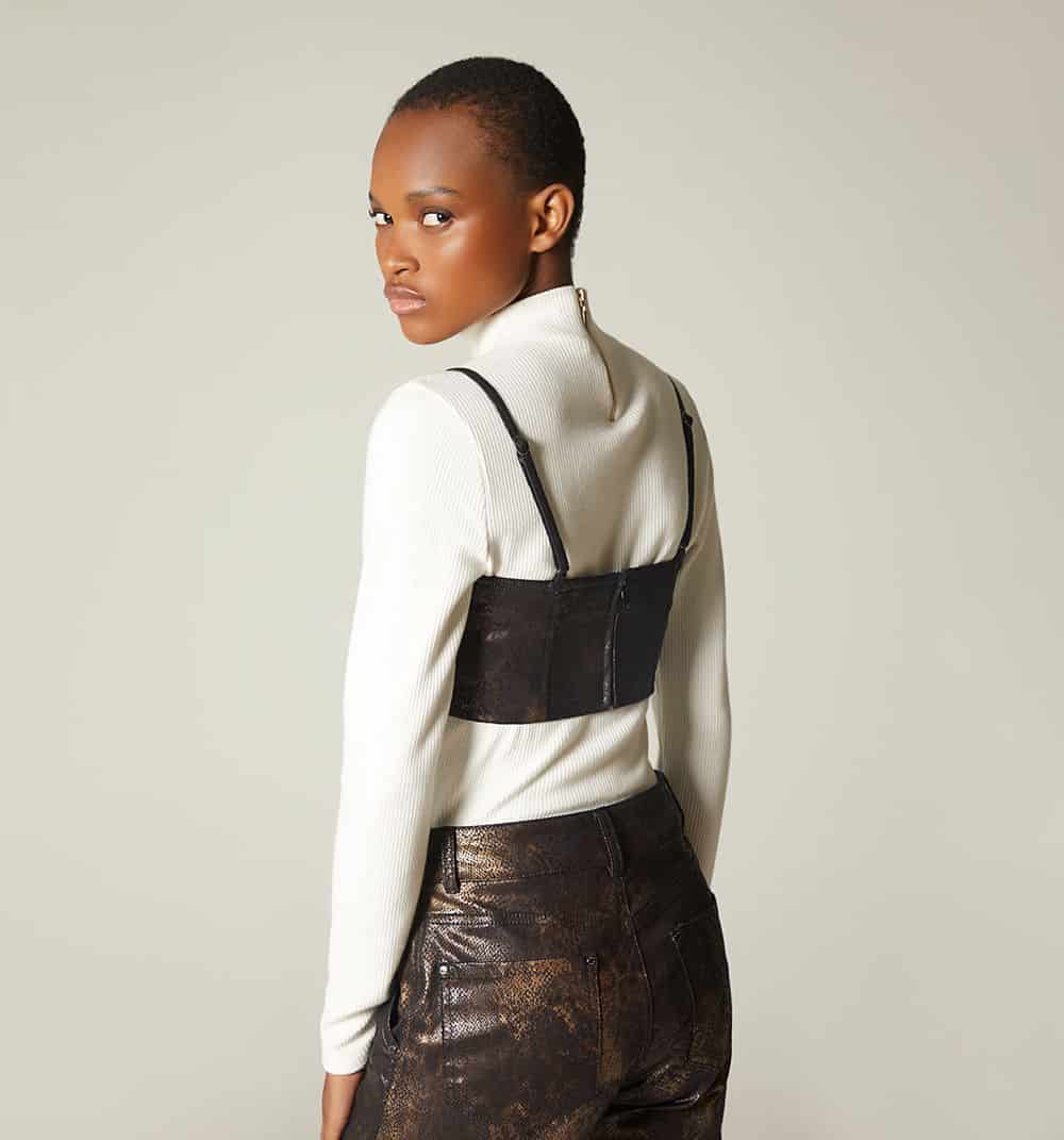 Blusa crop top de tiras en piton - miniatura 4