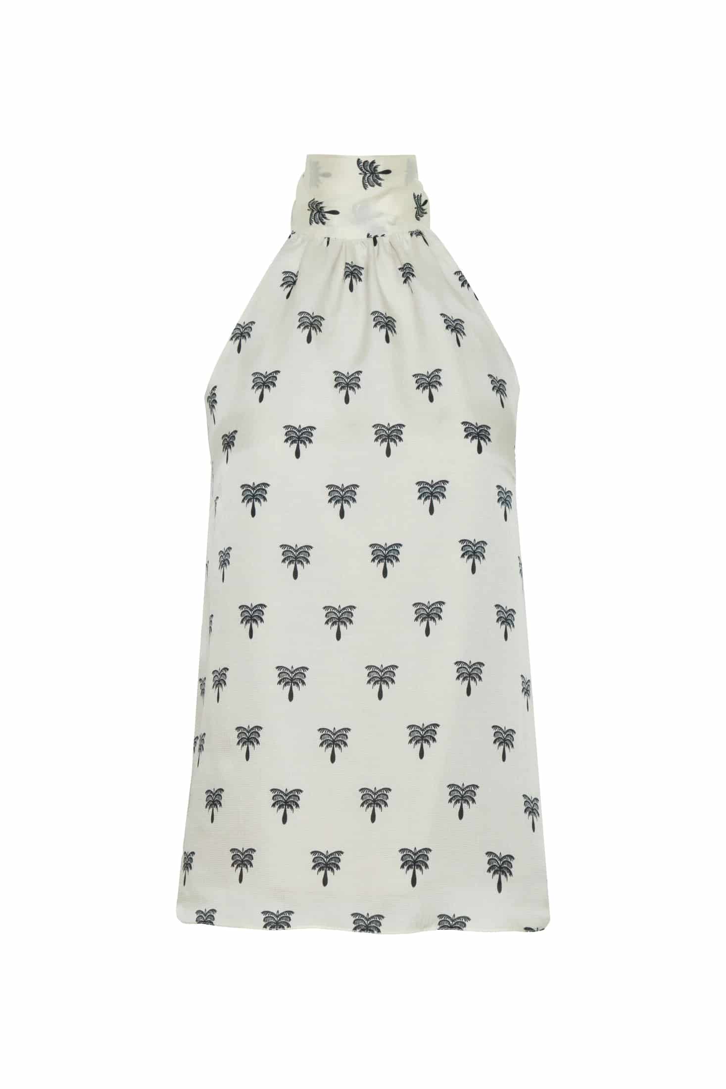 Magdalena Martellato Silk Blouse / Ivory - Black Polka Palms - miniatura 2