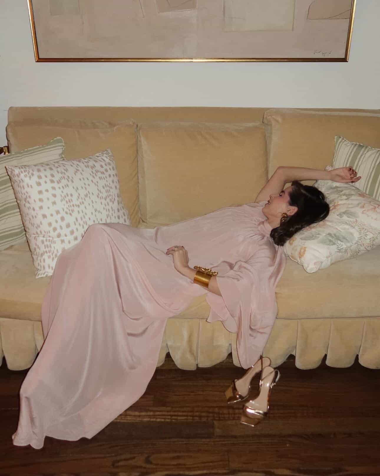 Boho Crepe Chine Maxi Dress / Dust Pink - miniatura 4