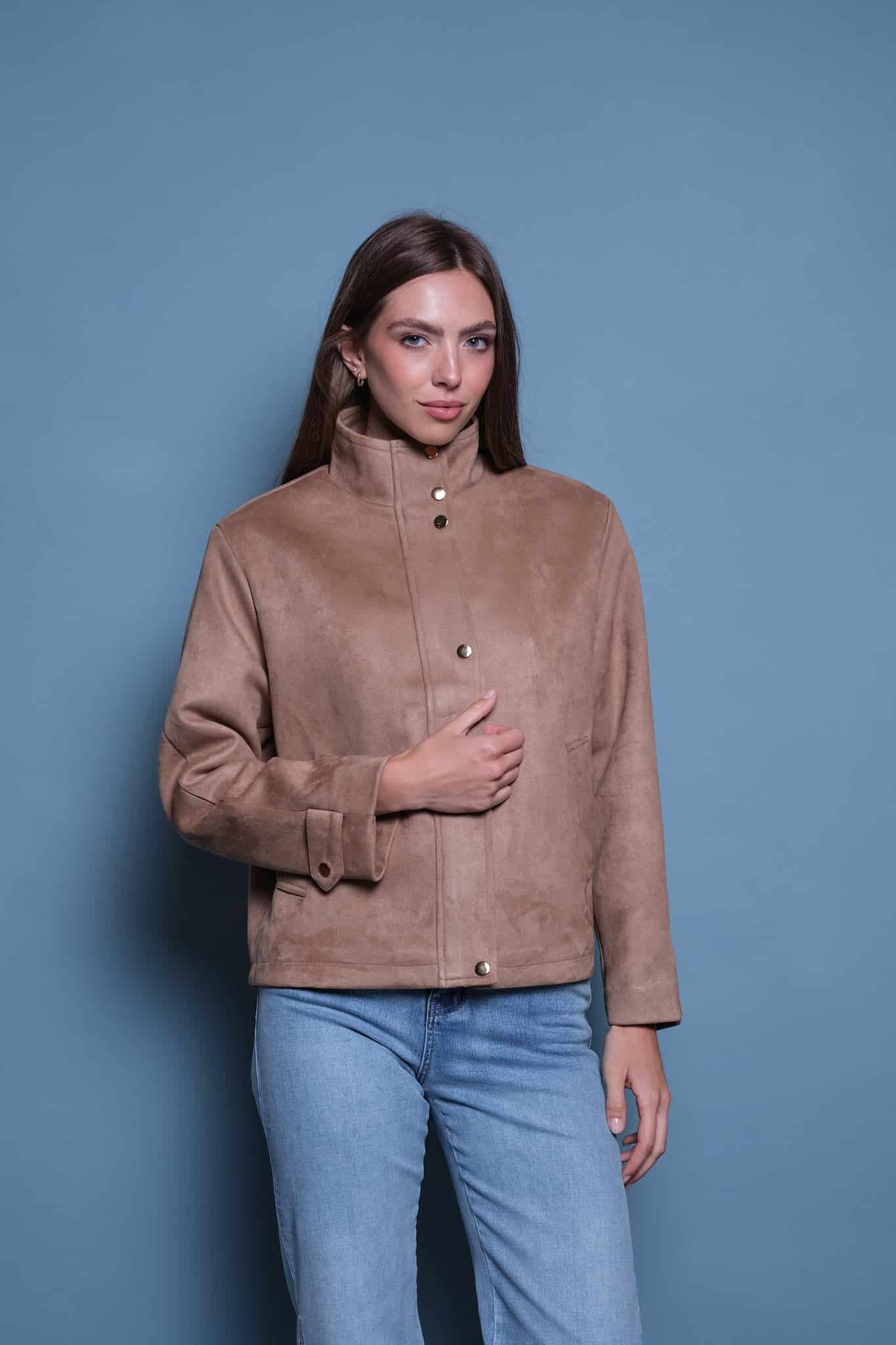 CHAQUETA GAMUZA CUELLO FUNNEL CAFE - miniatura 2