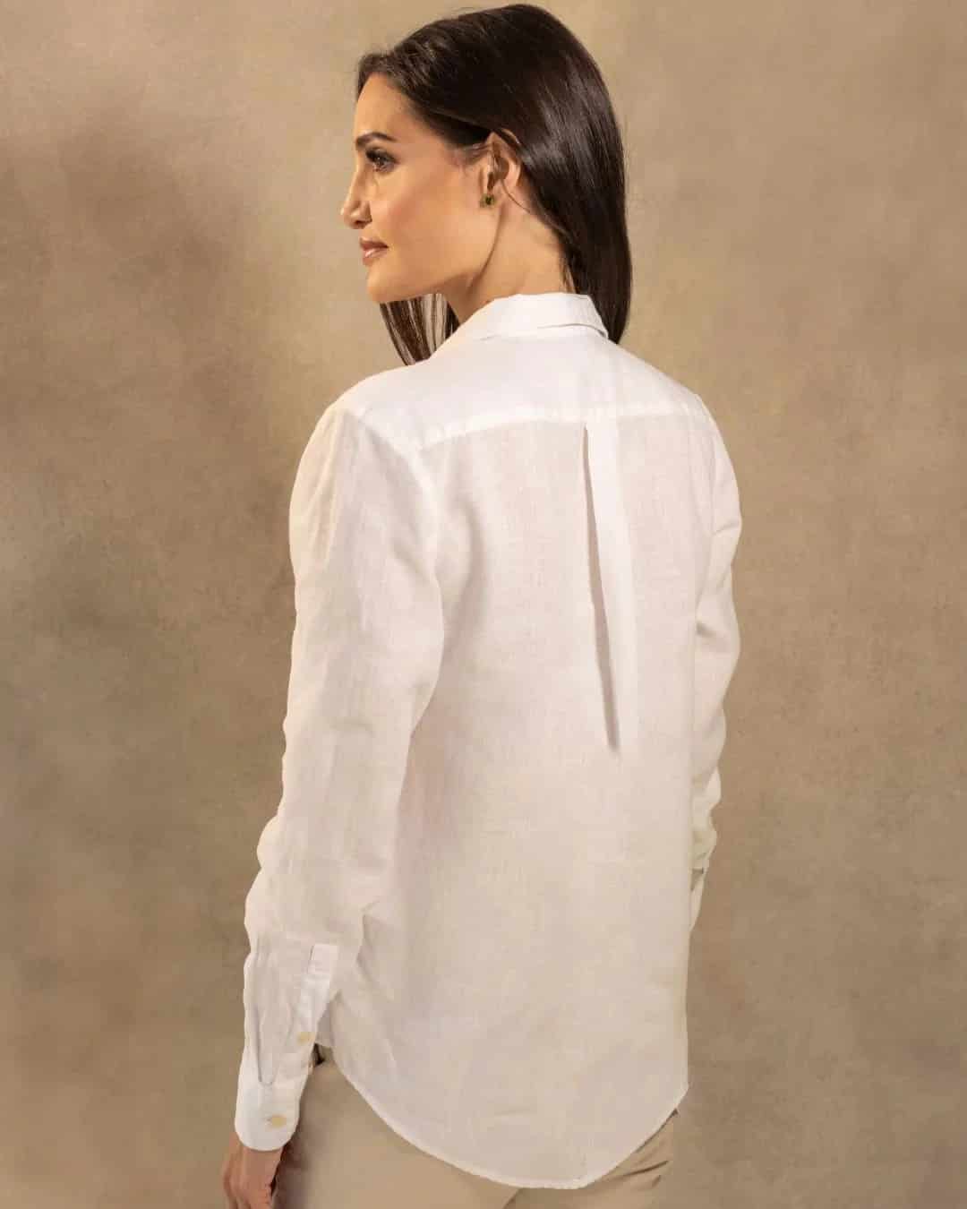 Camisa Lino De Mujer Blanco - miniatura 3