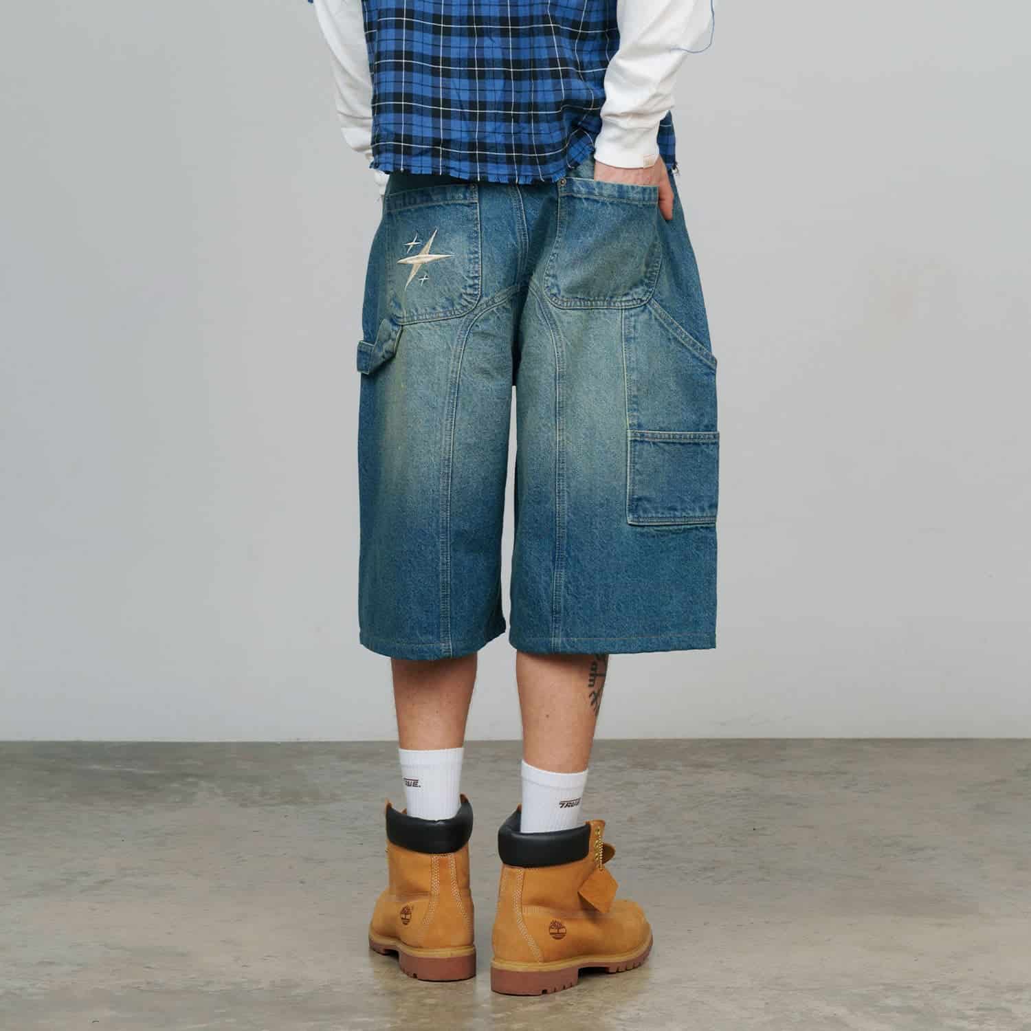 Slashed Denim Jorts - Blue - miniatura 3