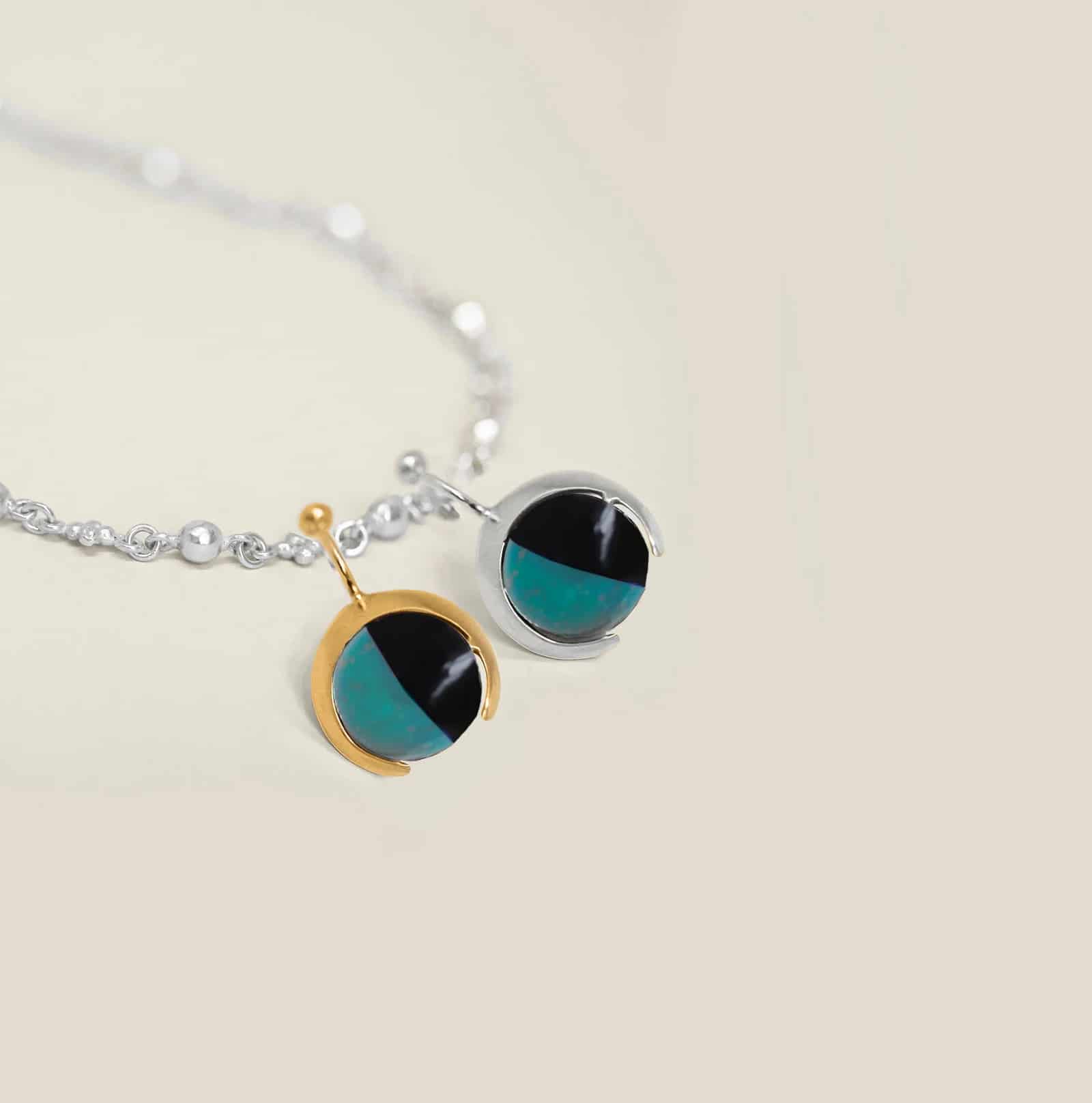 Moon Shadow Pendant Amazonita Obsidiana - miniatura 1