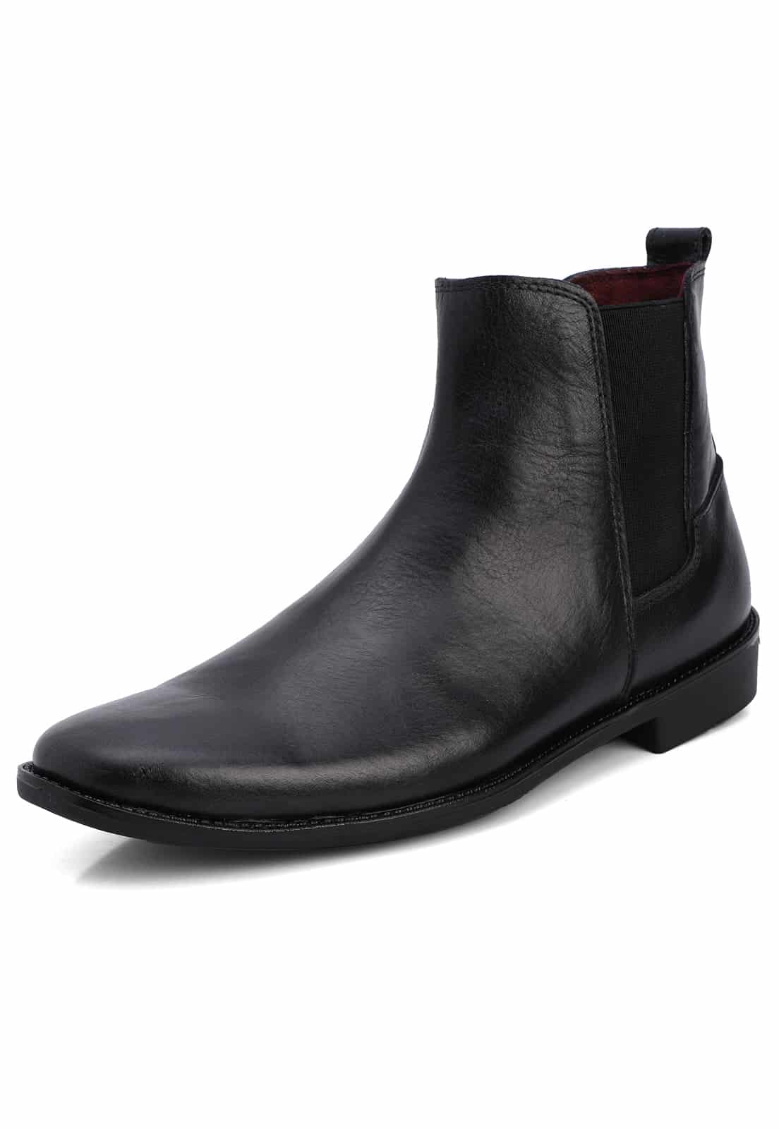 Botines chelsea negros en cuero - miniatura 1