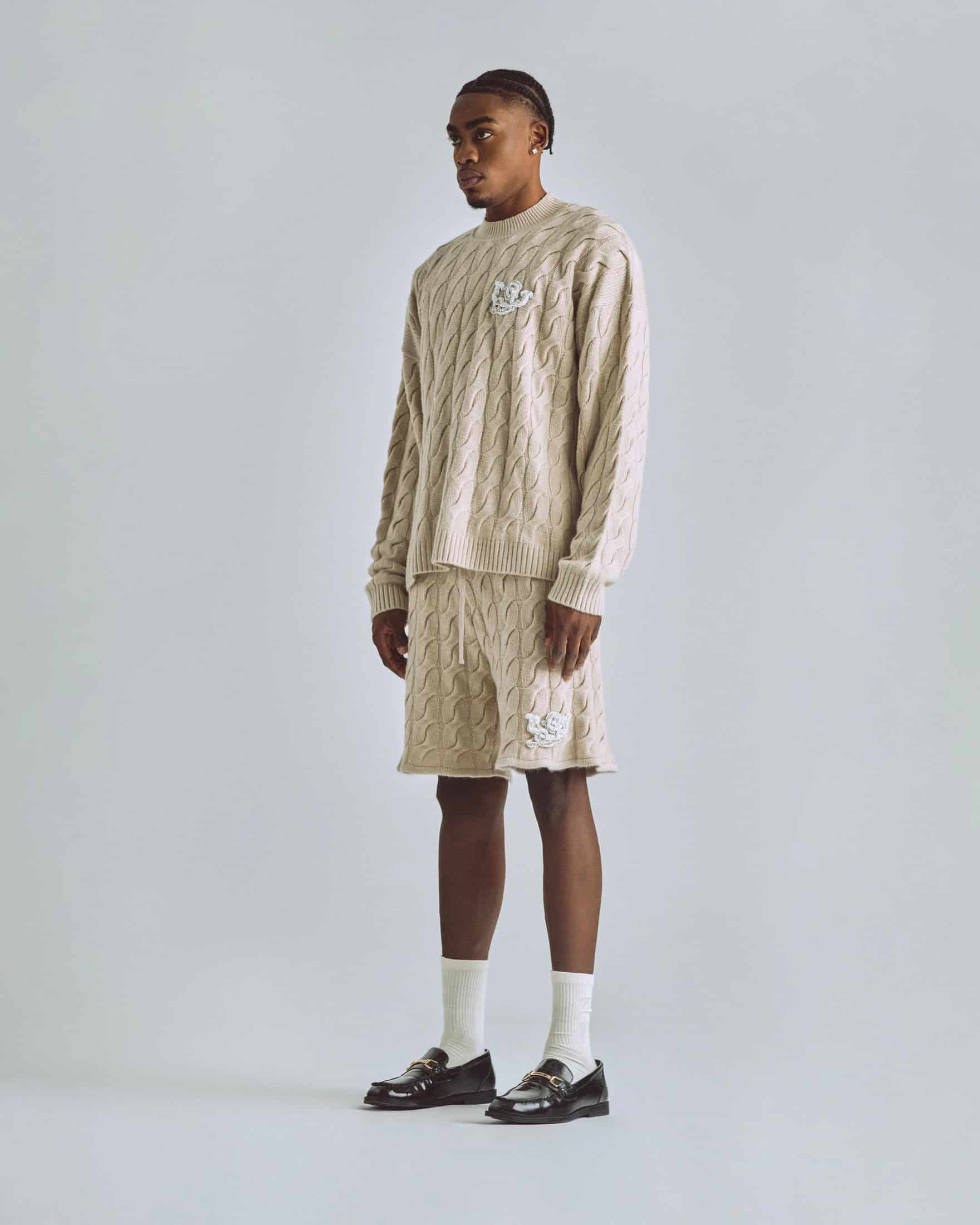 The Path Monogram Cable Knit Short Cream - miniatura 5