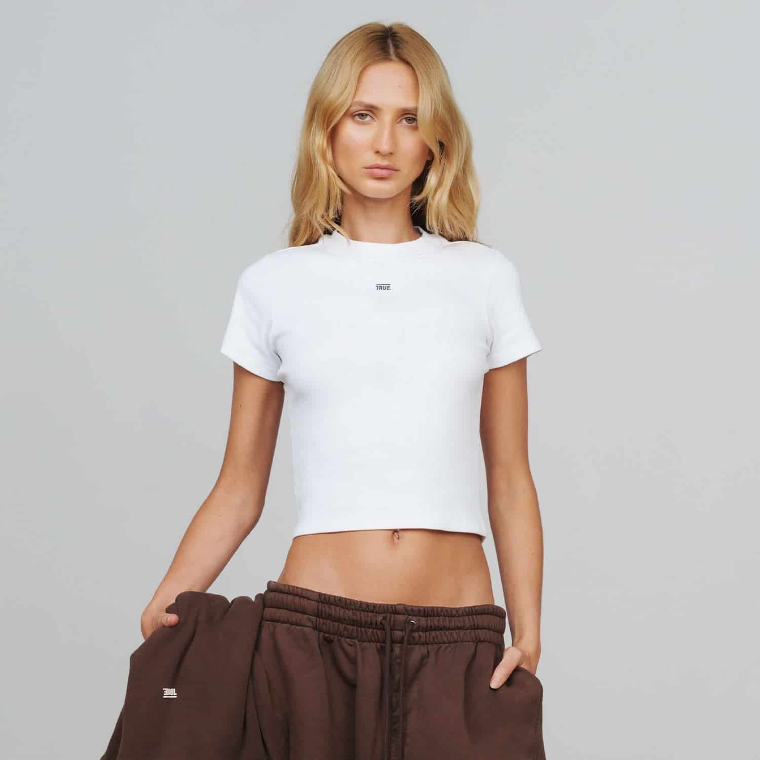 Slim Ribbed Fitted Tee - White - miniatura 2