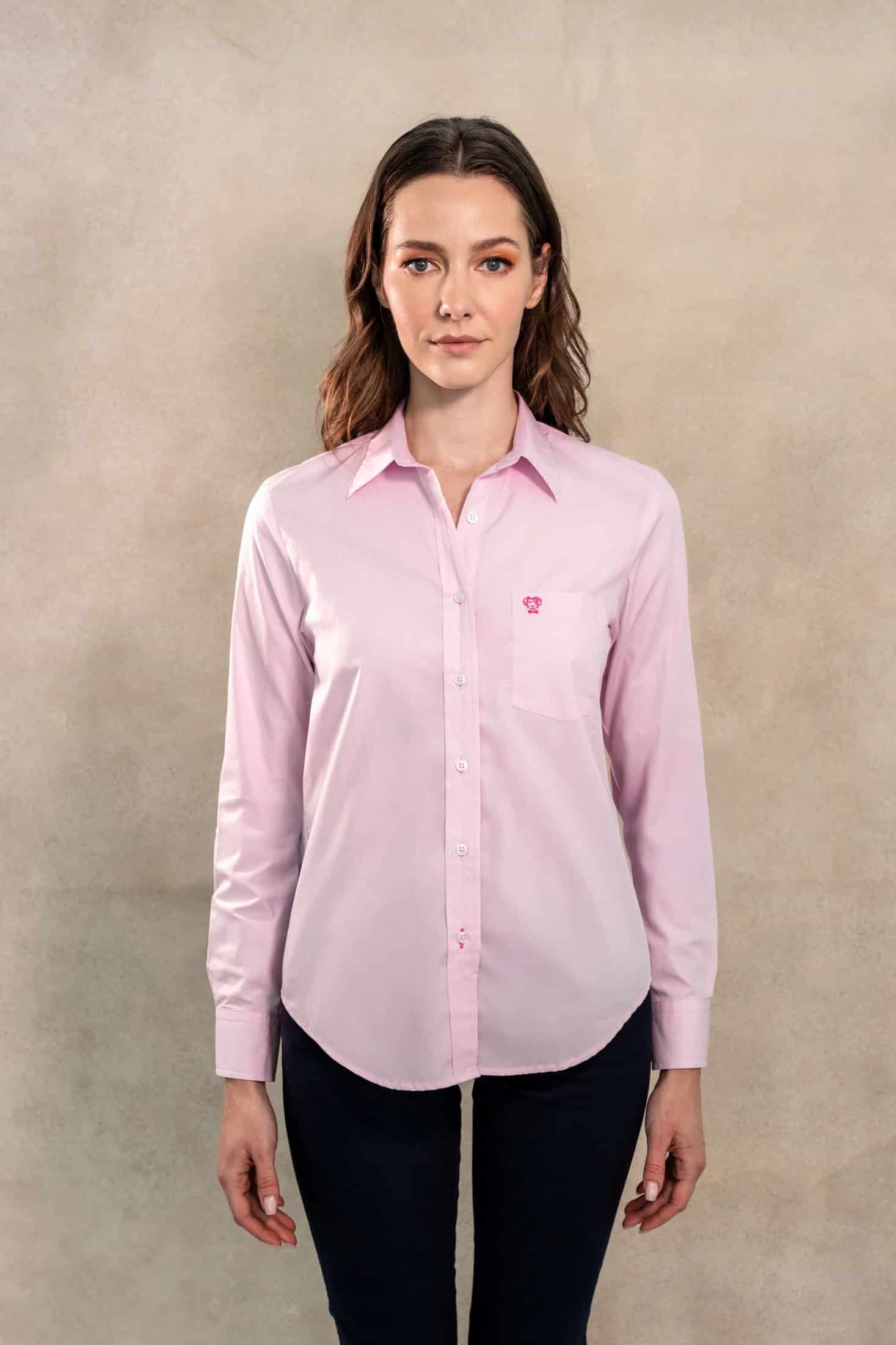 Camisa Antimanchas de Mujer Light Pink Con Bolsillo Logo Rosa - miniatura 1
