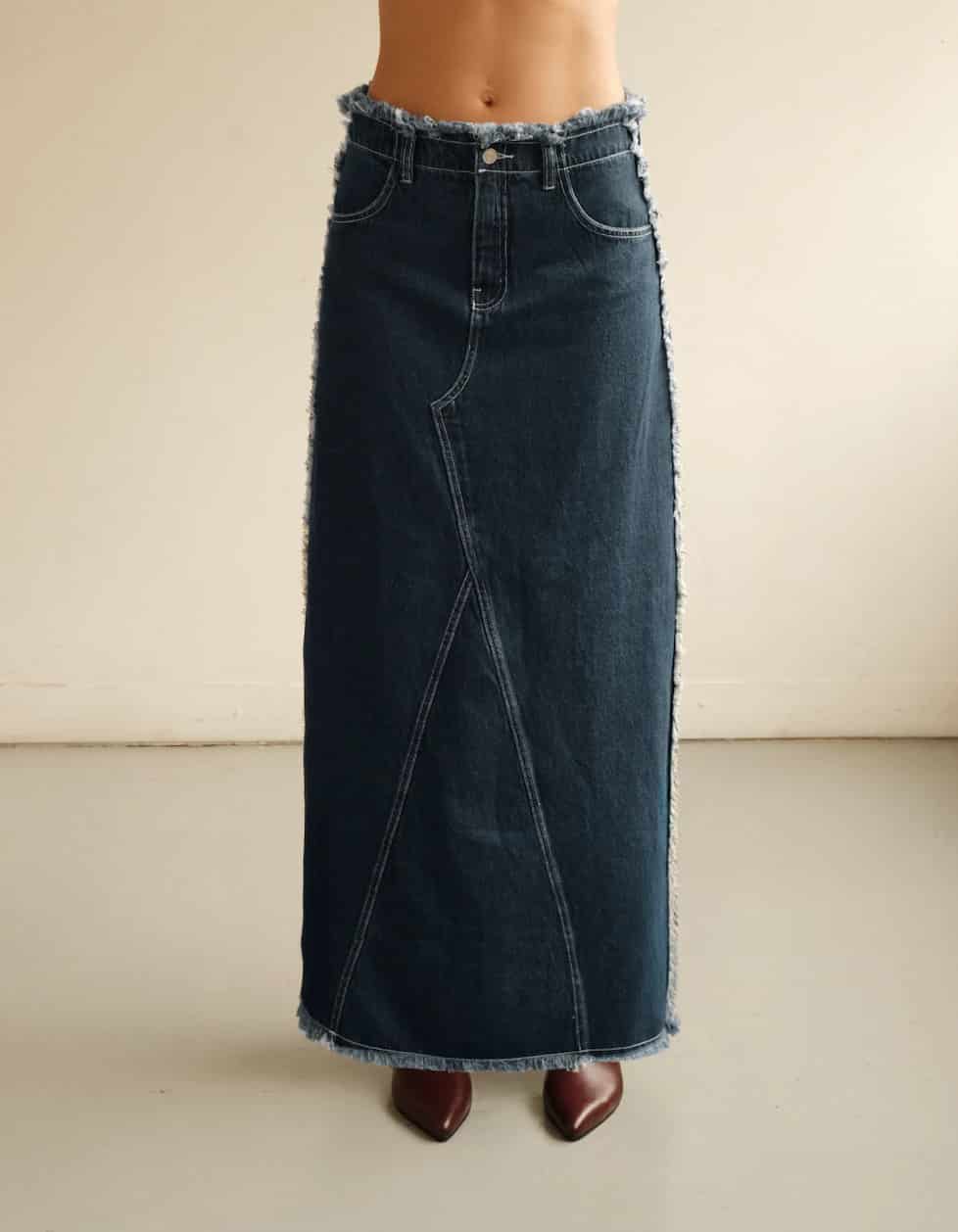 Falda Maxi Borders | Denim Oscuro - miniatura 2
