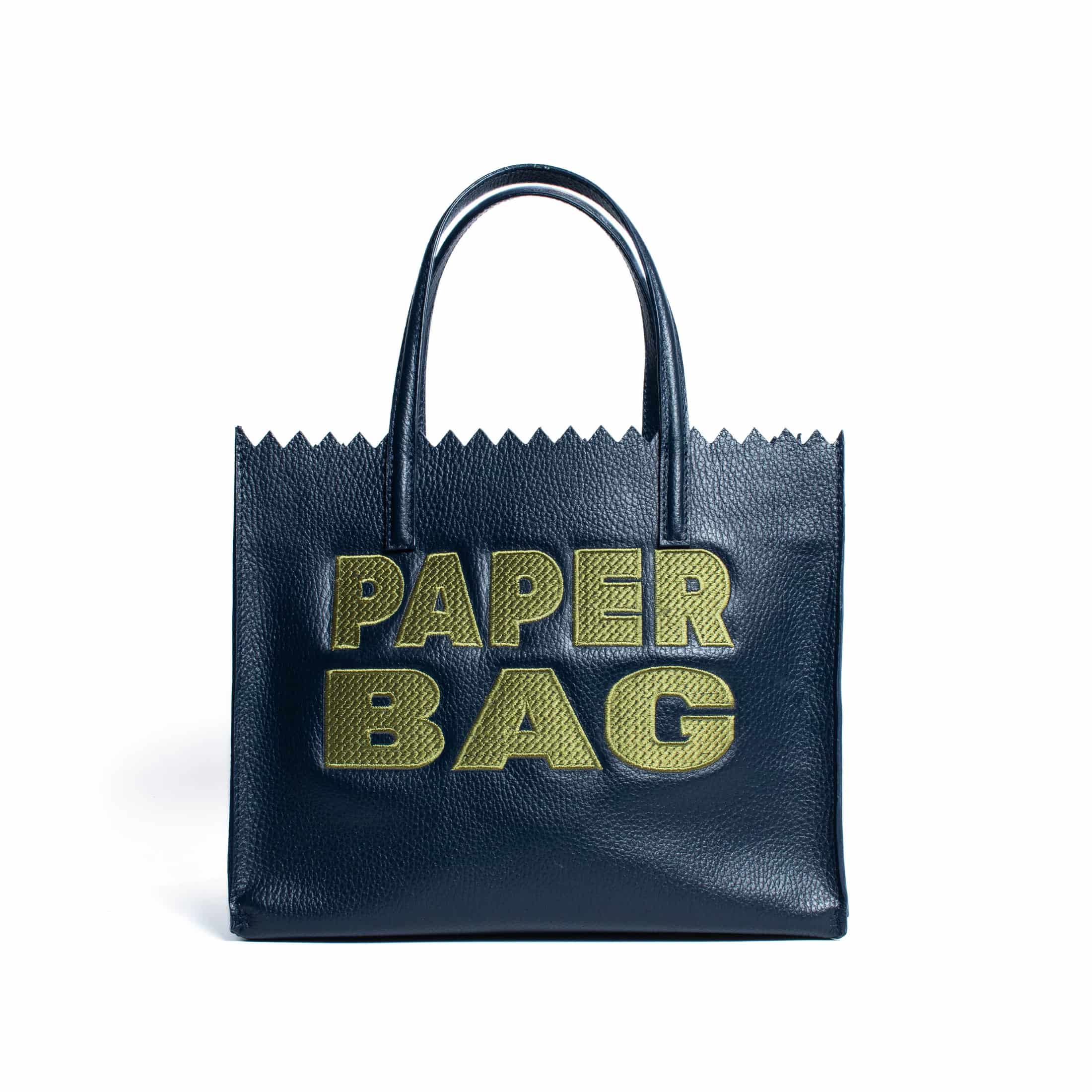 PAPER BAG SHORT - navy blue x pistacho - miniatura 1