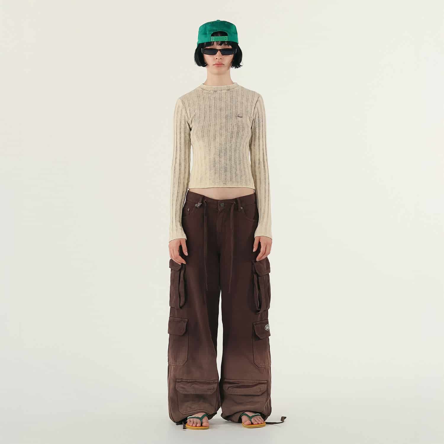 Slim Ribbed Long Sleeve - Washed Cream - miniatura 3