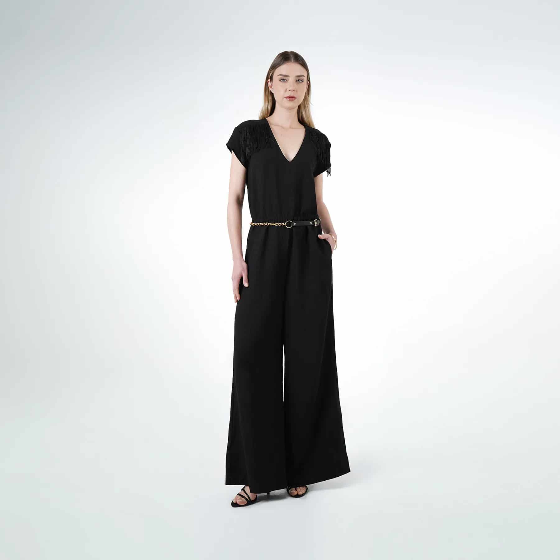 Vestido Cuello V Manga Corta - miniatura 1