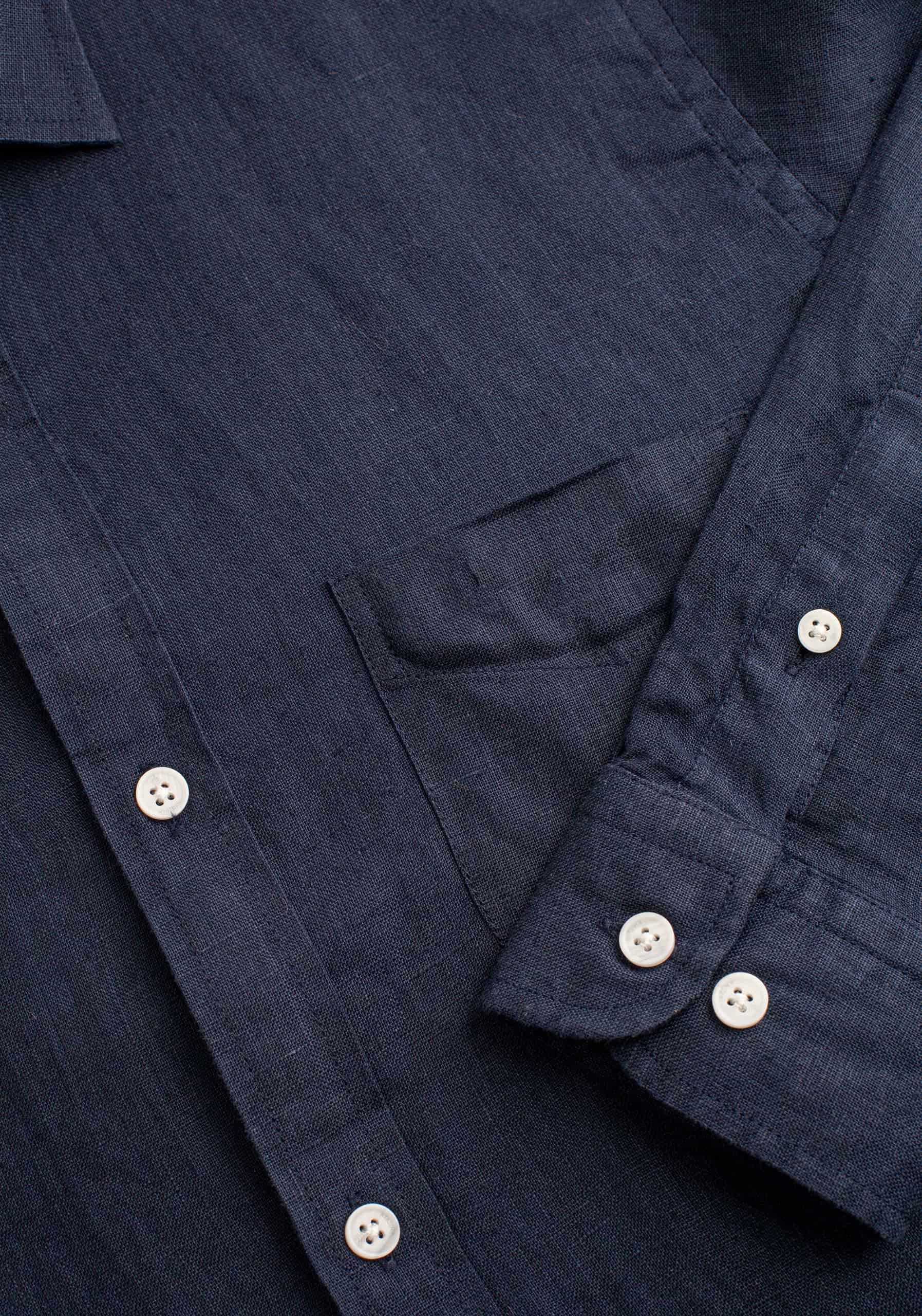 Camisa H CI Lino Azul Osc - miniatura 3