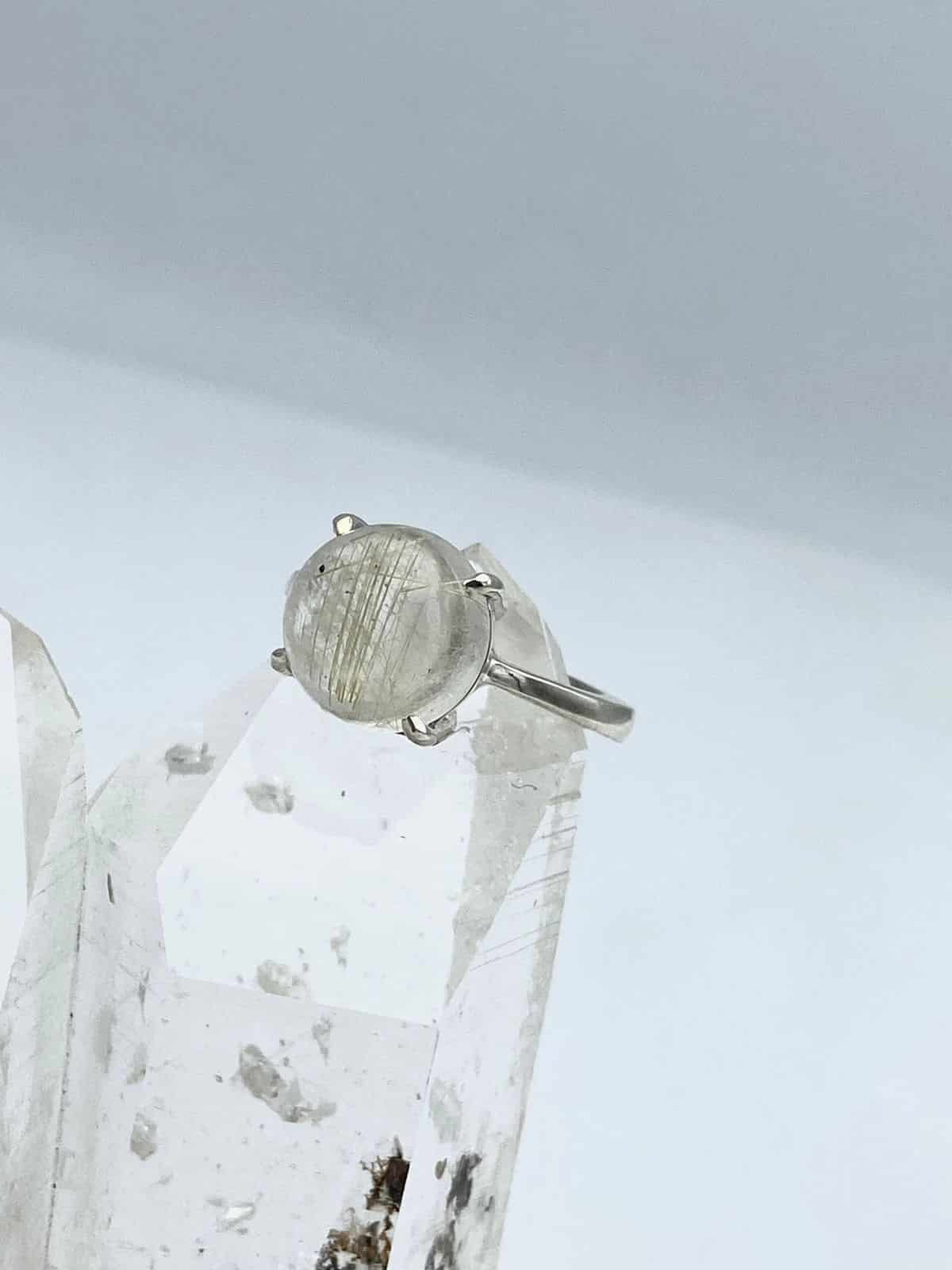 Anillo Cuarzo Rutilado Redondo Claro - miniatura 1