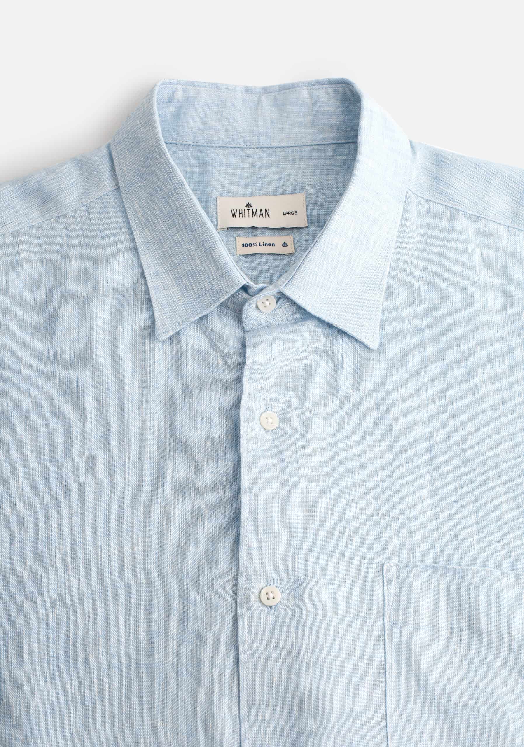 Camisa H Harlem Lino Unicolor Azul Claro - miniatura 3