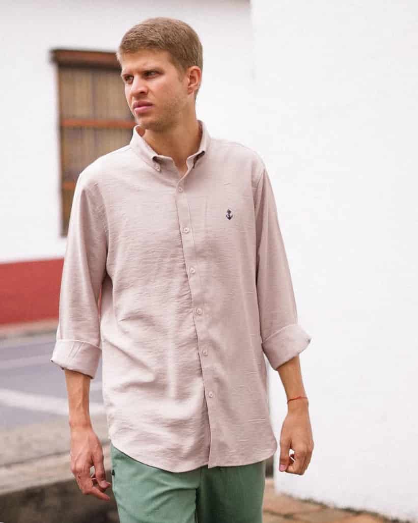 Camisa Beige en rayón - miniatura 1