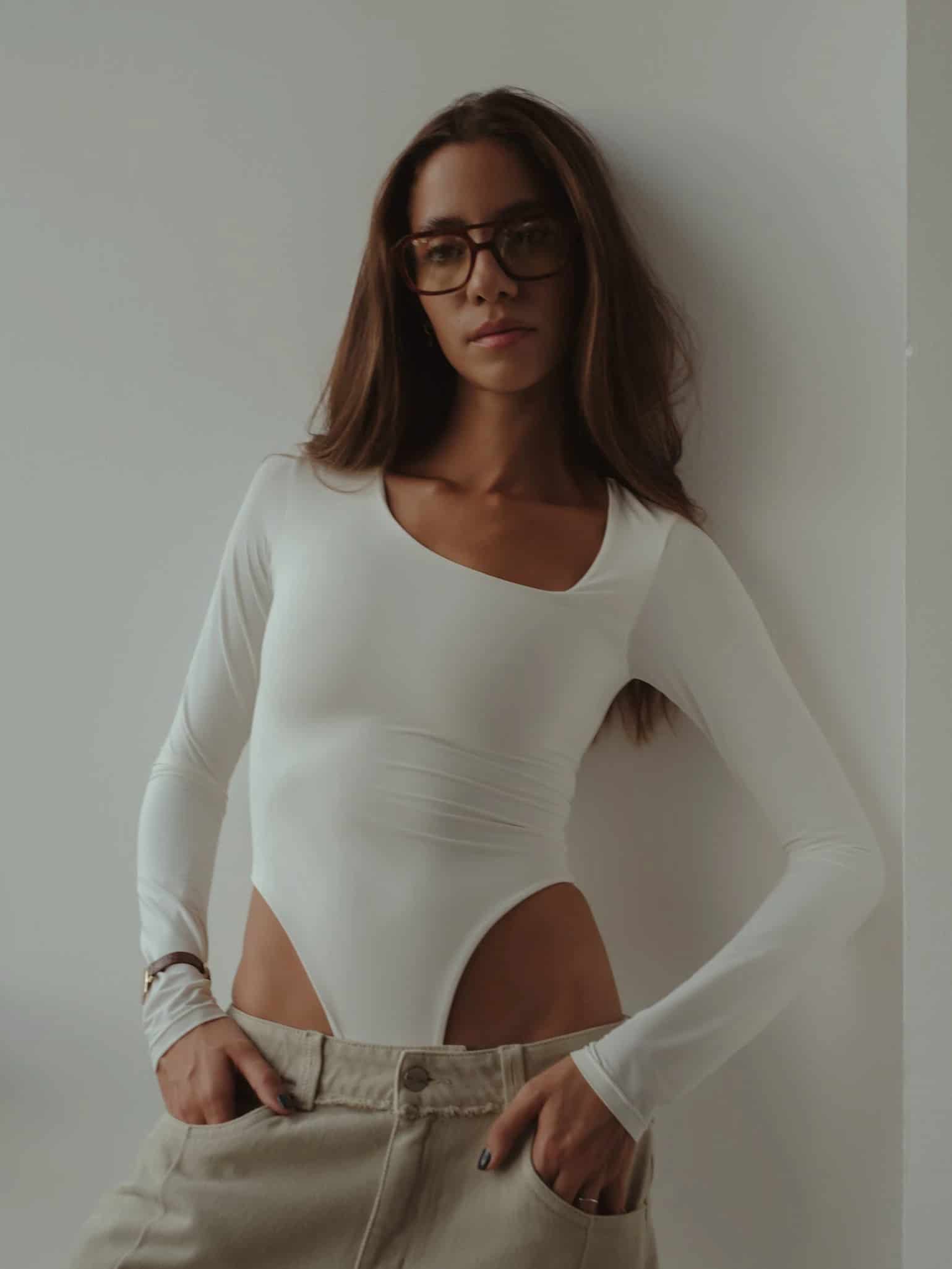OPEN CURVE BODYSUIT - SOFT WHITE - miniatura 1