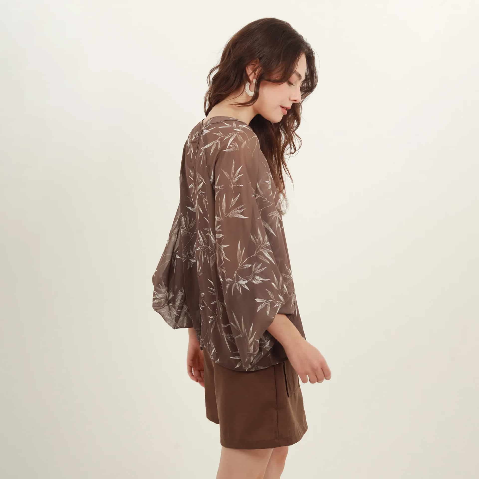 Blusa estampada cuello redondo manga globo - miniatura 5