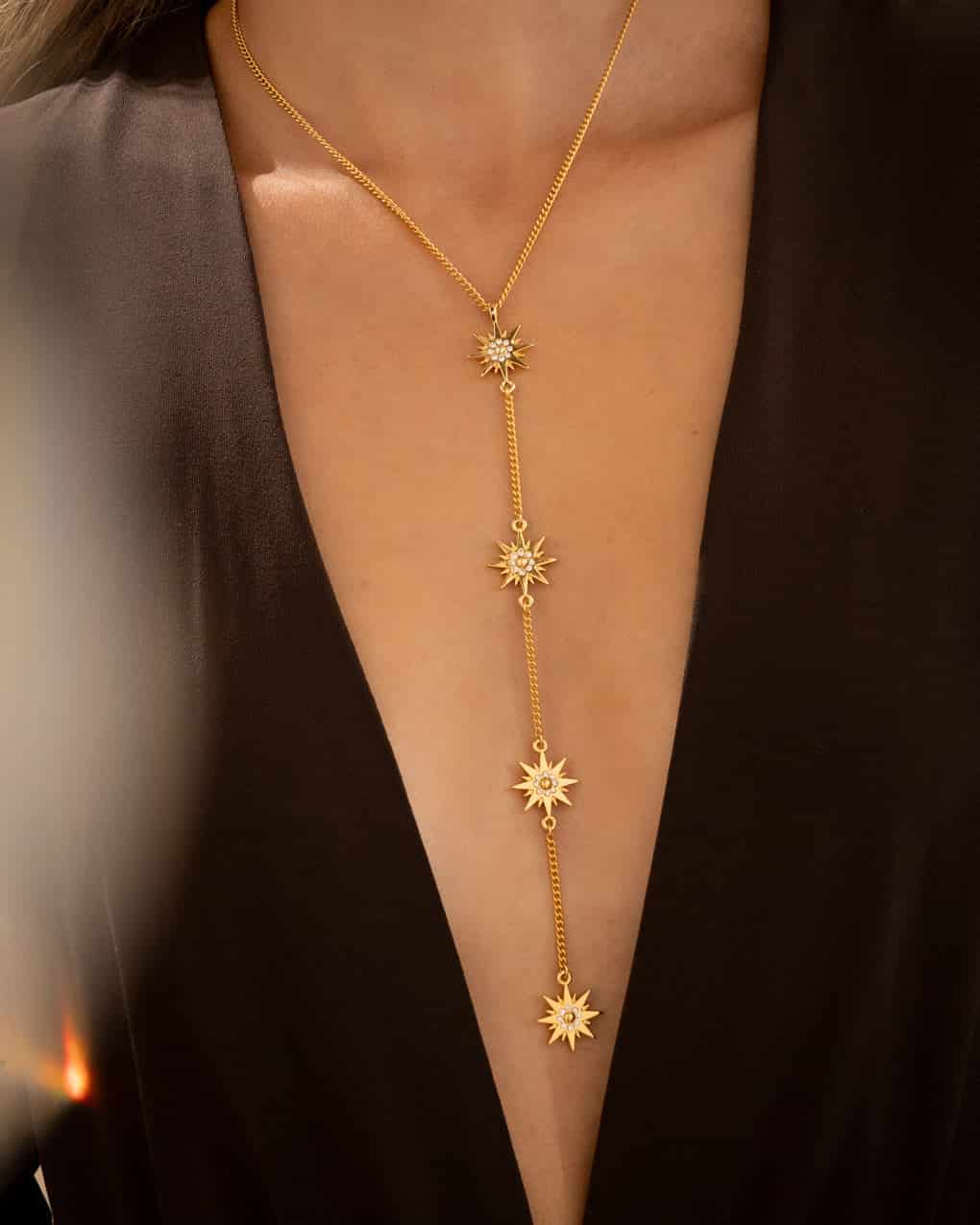 Collar Corbatín Estrellas Cristal + Aretes - miniatura 2