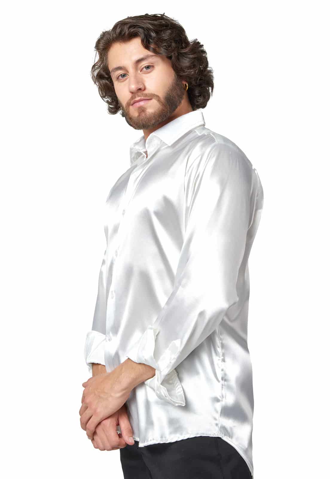 Camisa blanca en satin - miniatura 1