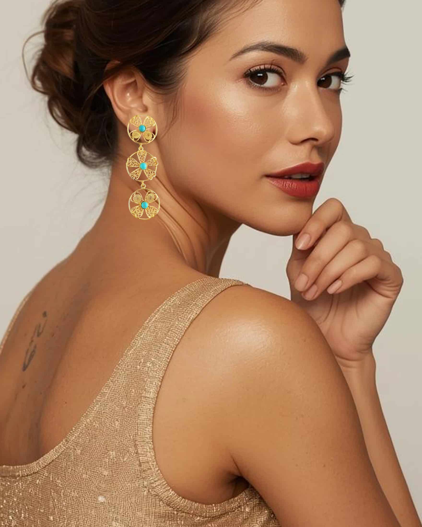 Aretes tripe circulo en filigrana Celina - miniatura 6