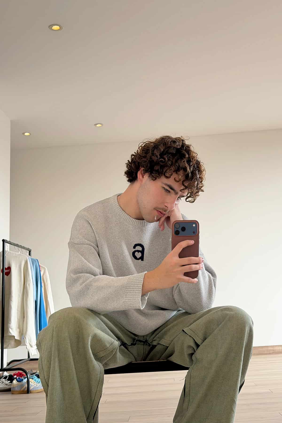 MONOGRAM SWEATER HEATHER GREY - miniatura 5