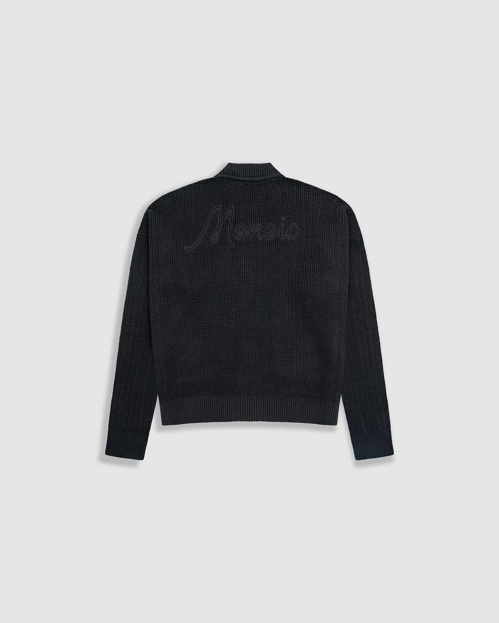 Zip Up Knit Bomber Jacket - Negro - miniatura 7