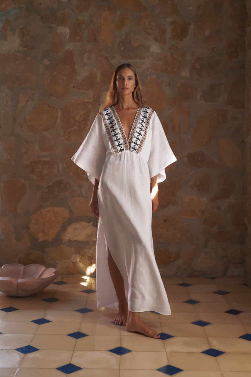 Topacio Linen Tunic  / White Embroidered - miniatura 2