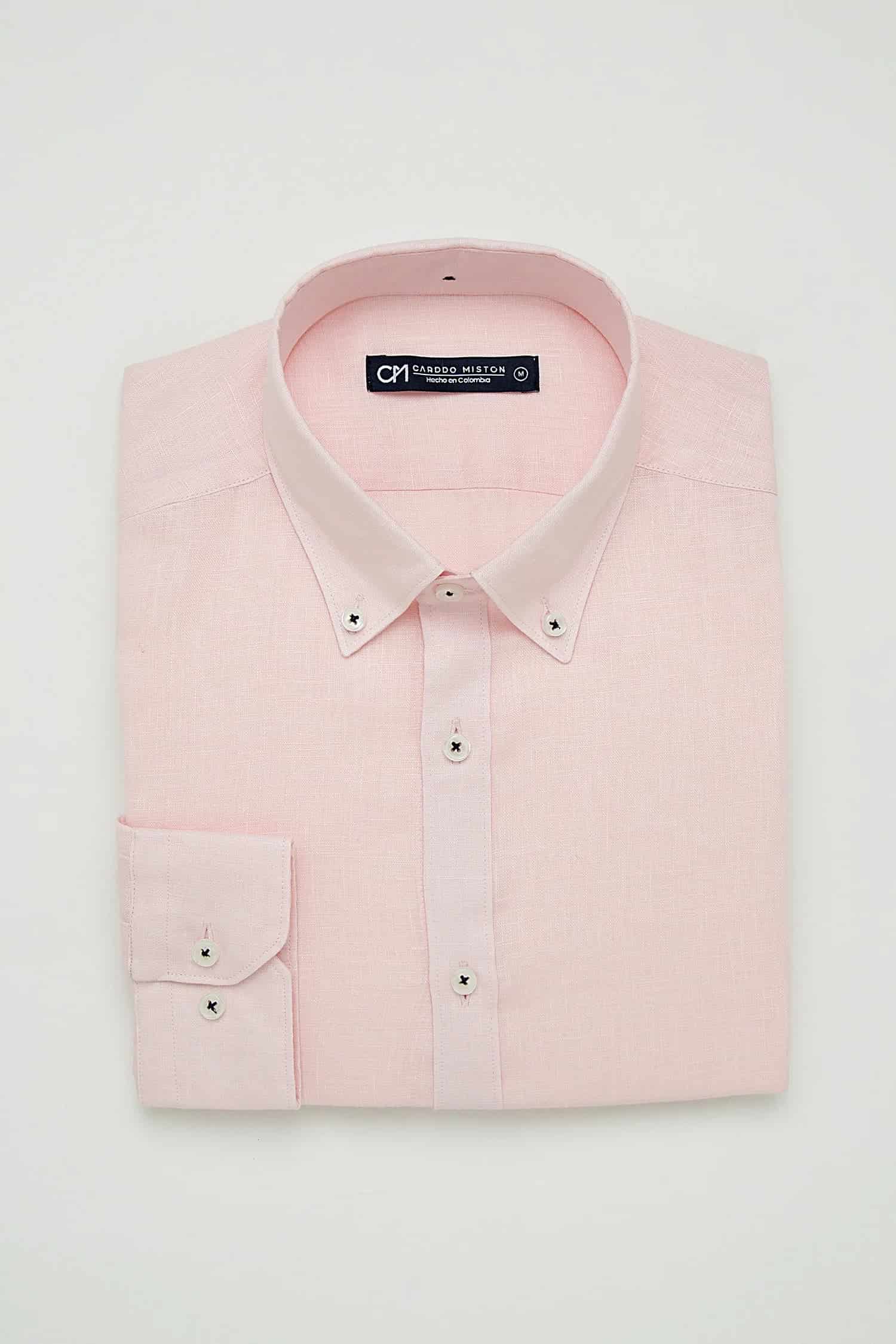 Camisa Button Down Lino Rosa Bebé - miniatura 5