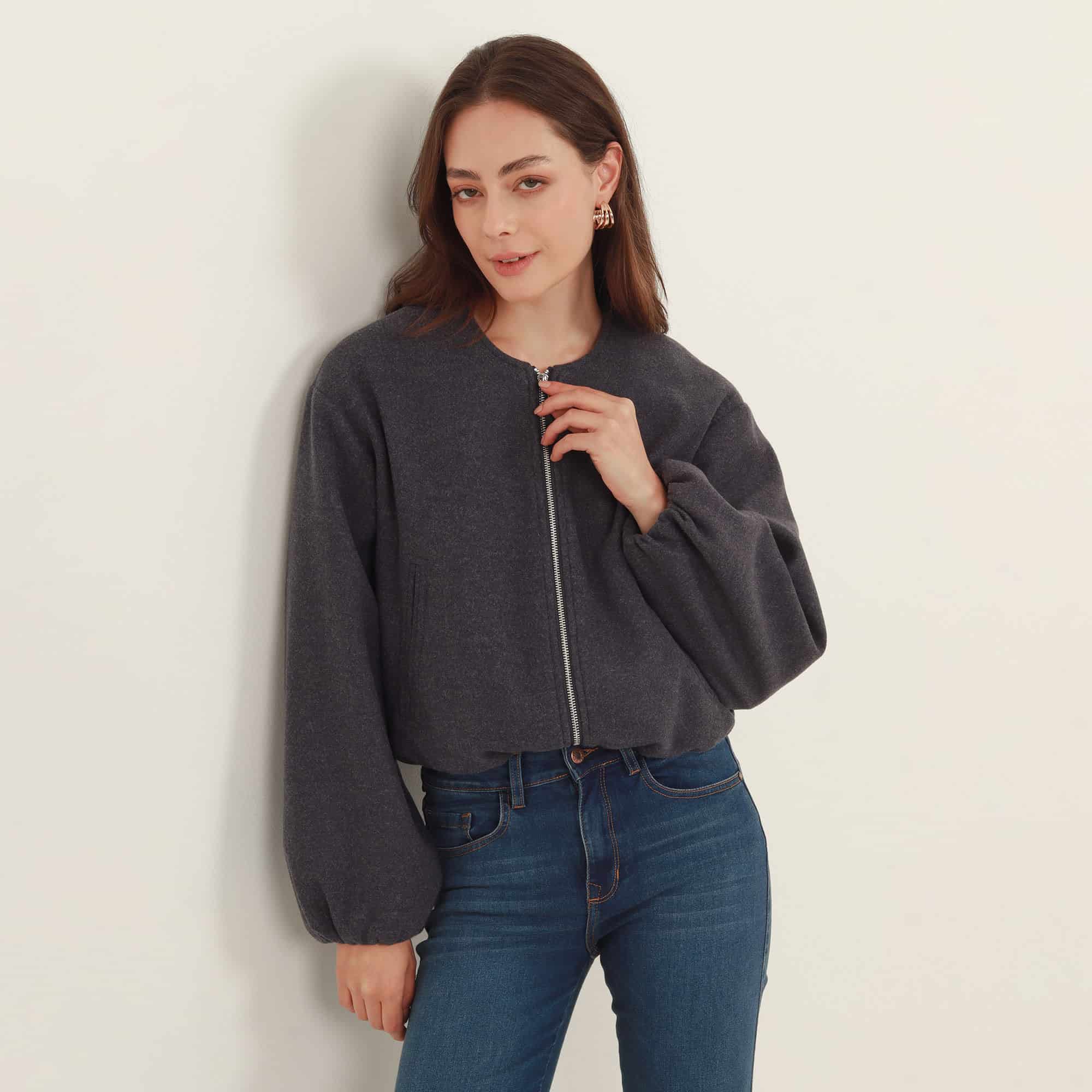 Chaqueta bomber cuello redondo - miniatura 6