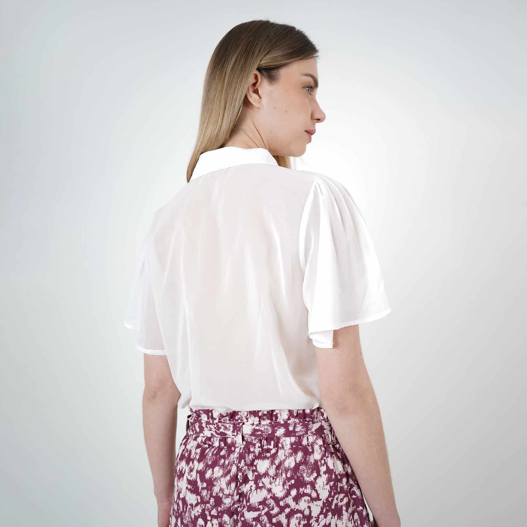 Blusa abierta cuello camisero manga corta bolero con encajes - miniatura 3