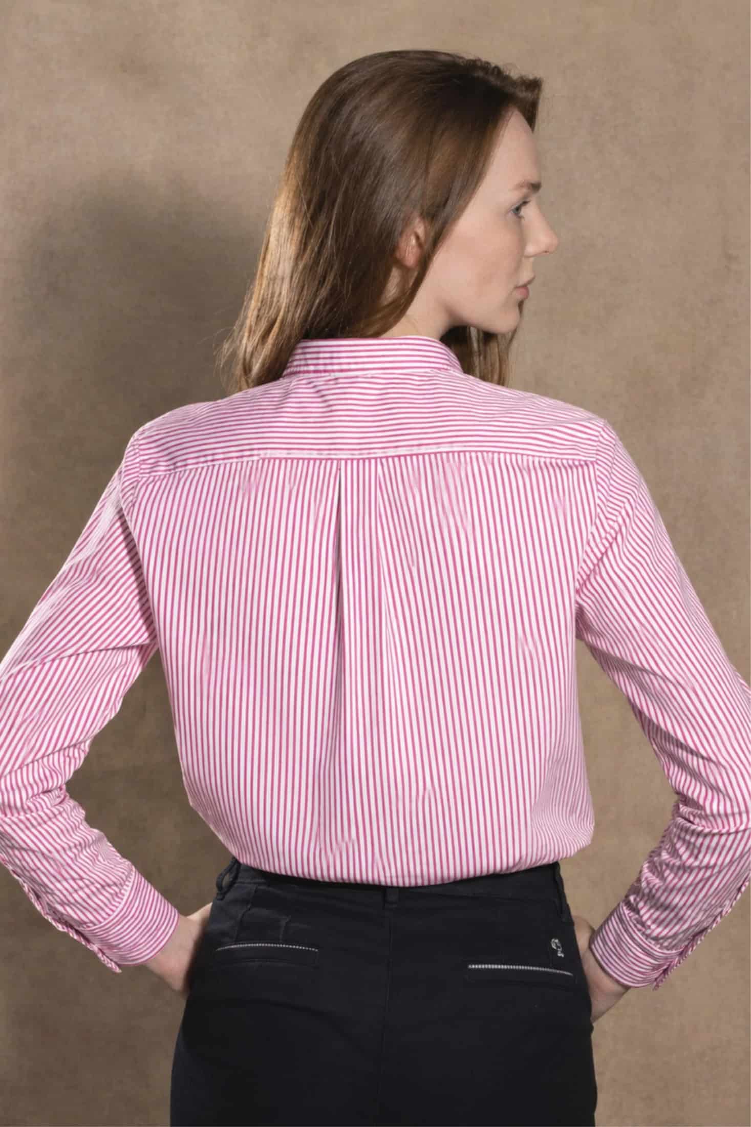 Camisa Antimanchas de Mujer Popelina Rayas Rosadas - miniatura 4