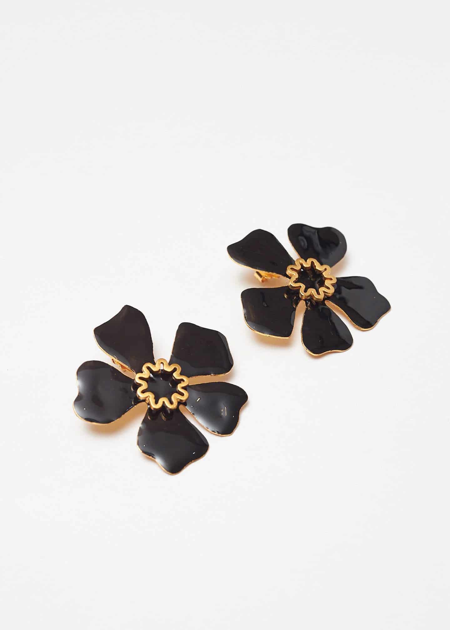 Aretes Aurora Maxi x Lyenzo Negros - miniatura 2
