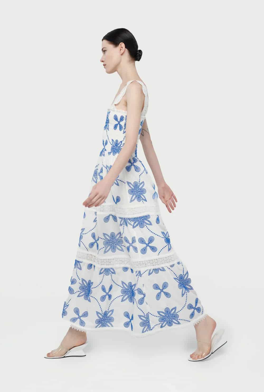 COCO MAXI DRESS WHITE/BLUE - miniatura 1