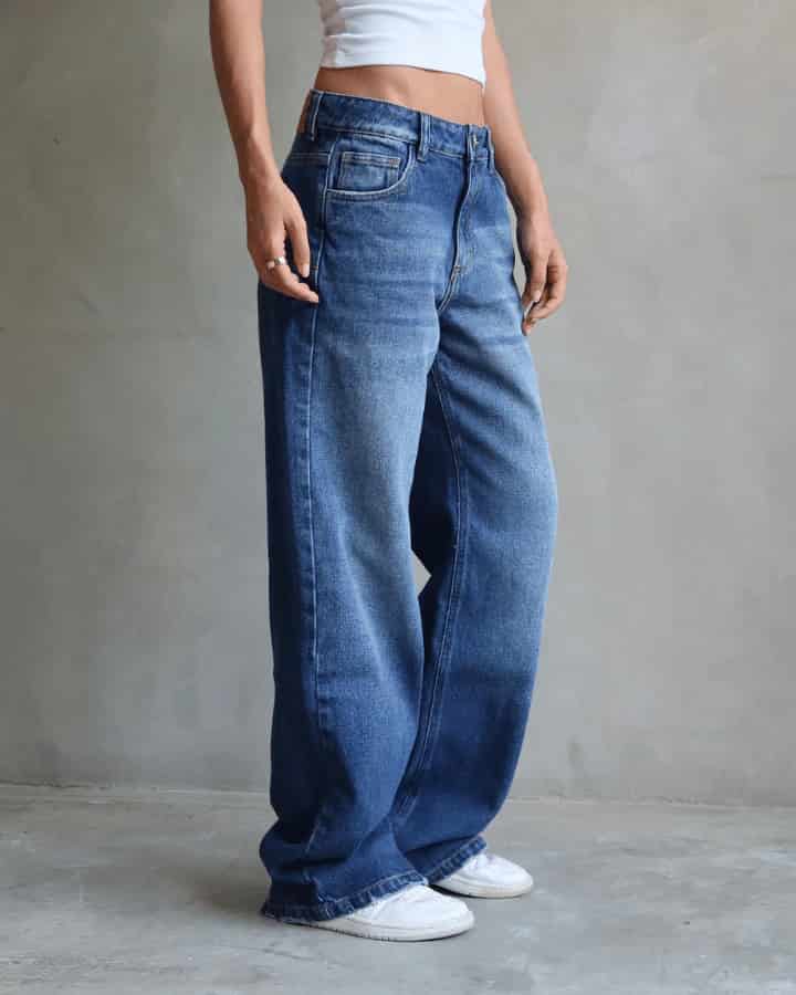 JEAN RELAXED FIT GLITTER STARS BLUE WASHED AZUL - miniatura 7