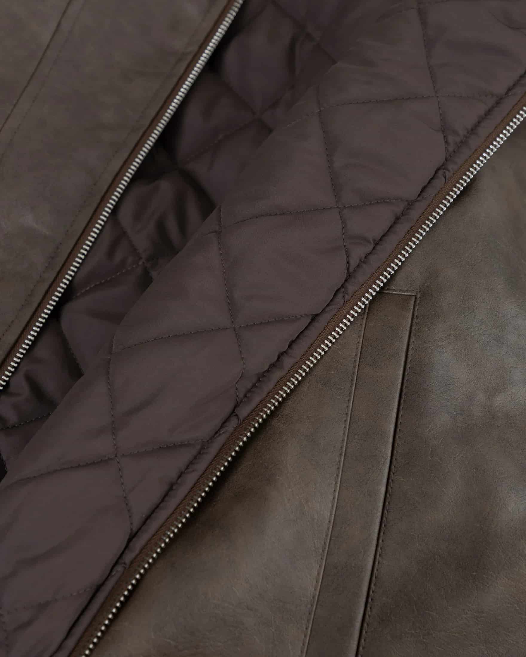 Basics Vintage Panelled Bomber Jacket Brown - miniatura 13