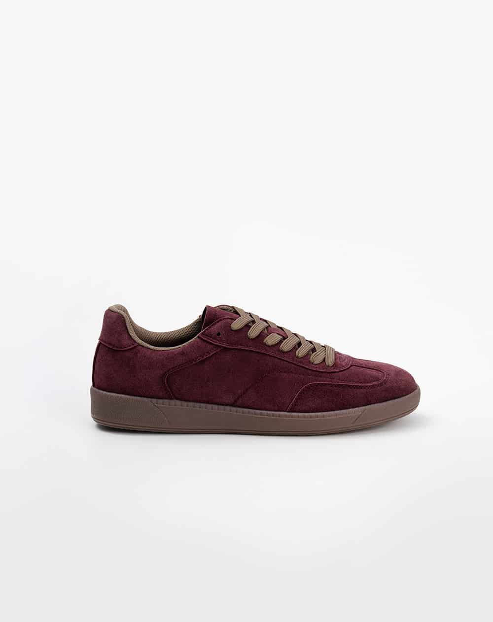 Tenis casuales tipo gamuza vinotinto hombre - miniatura 2